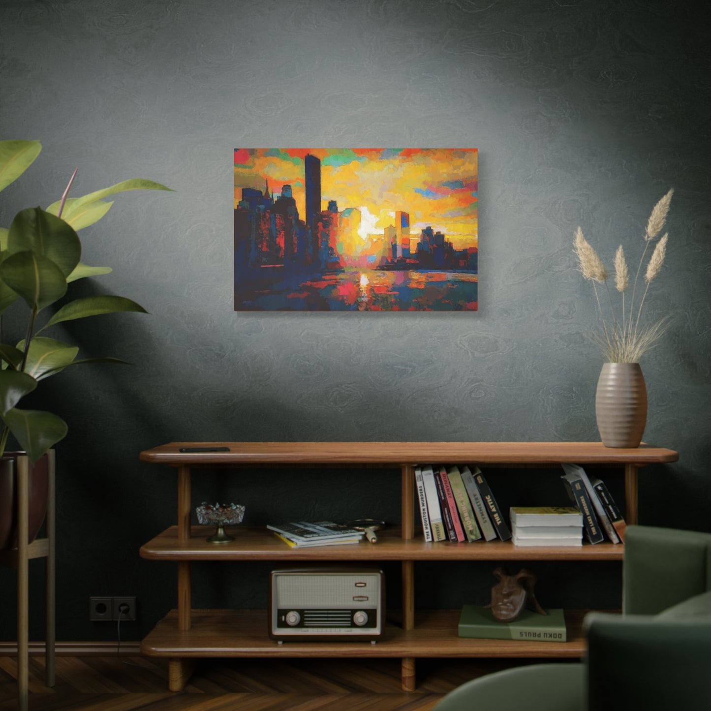 Sunset In A City Art Print, Cityscape Wall Decor