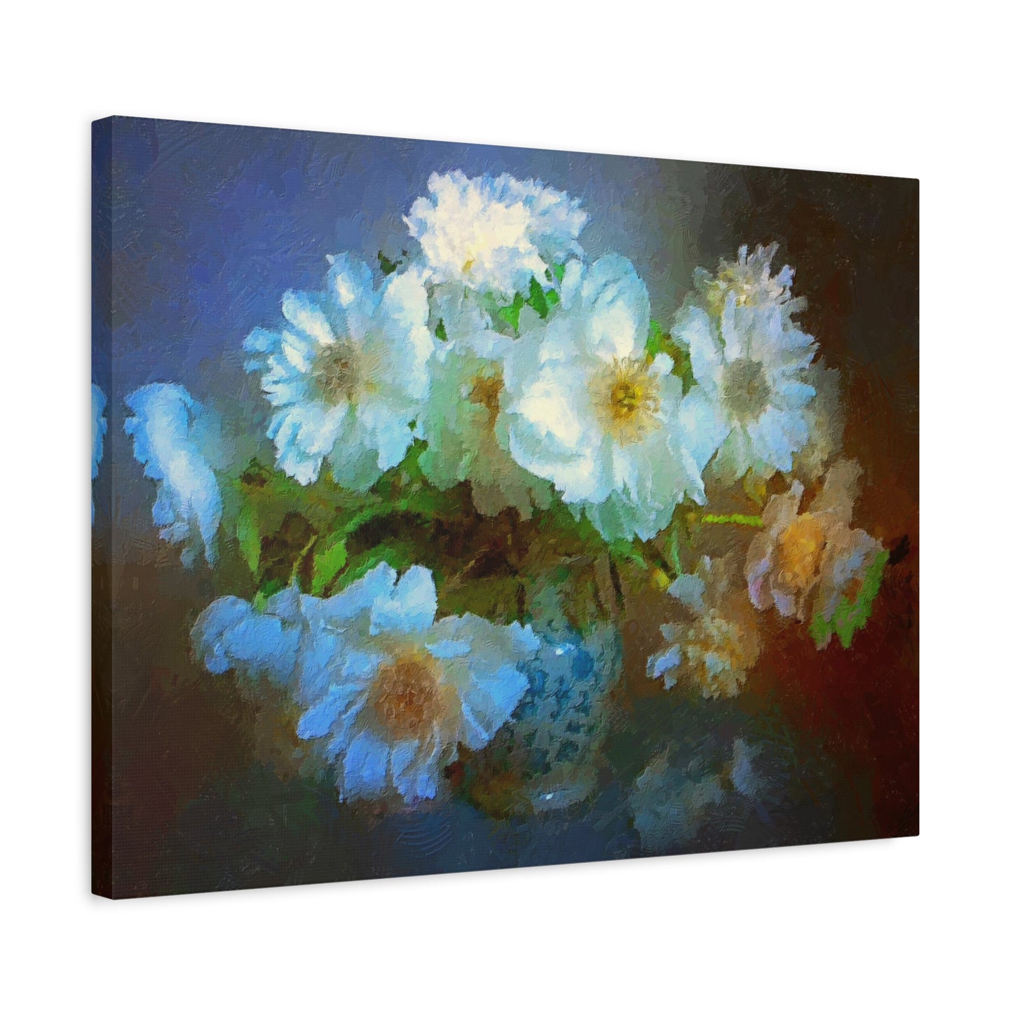White Flowers Canvas Wall Art Abstract Painting