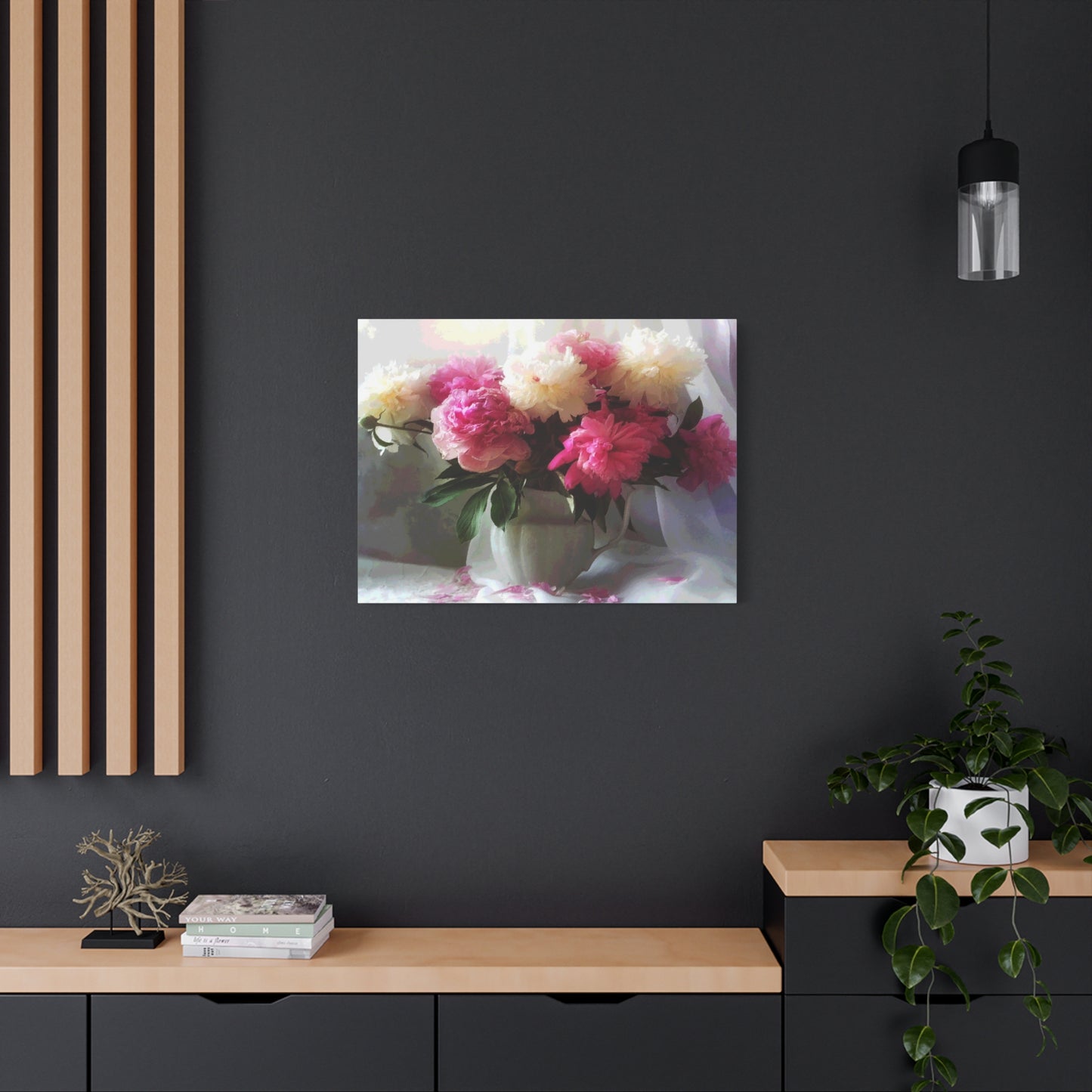Peonies Bouquet Flower Canvas Wall Art Home Décor White Pink Abstract Art