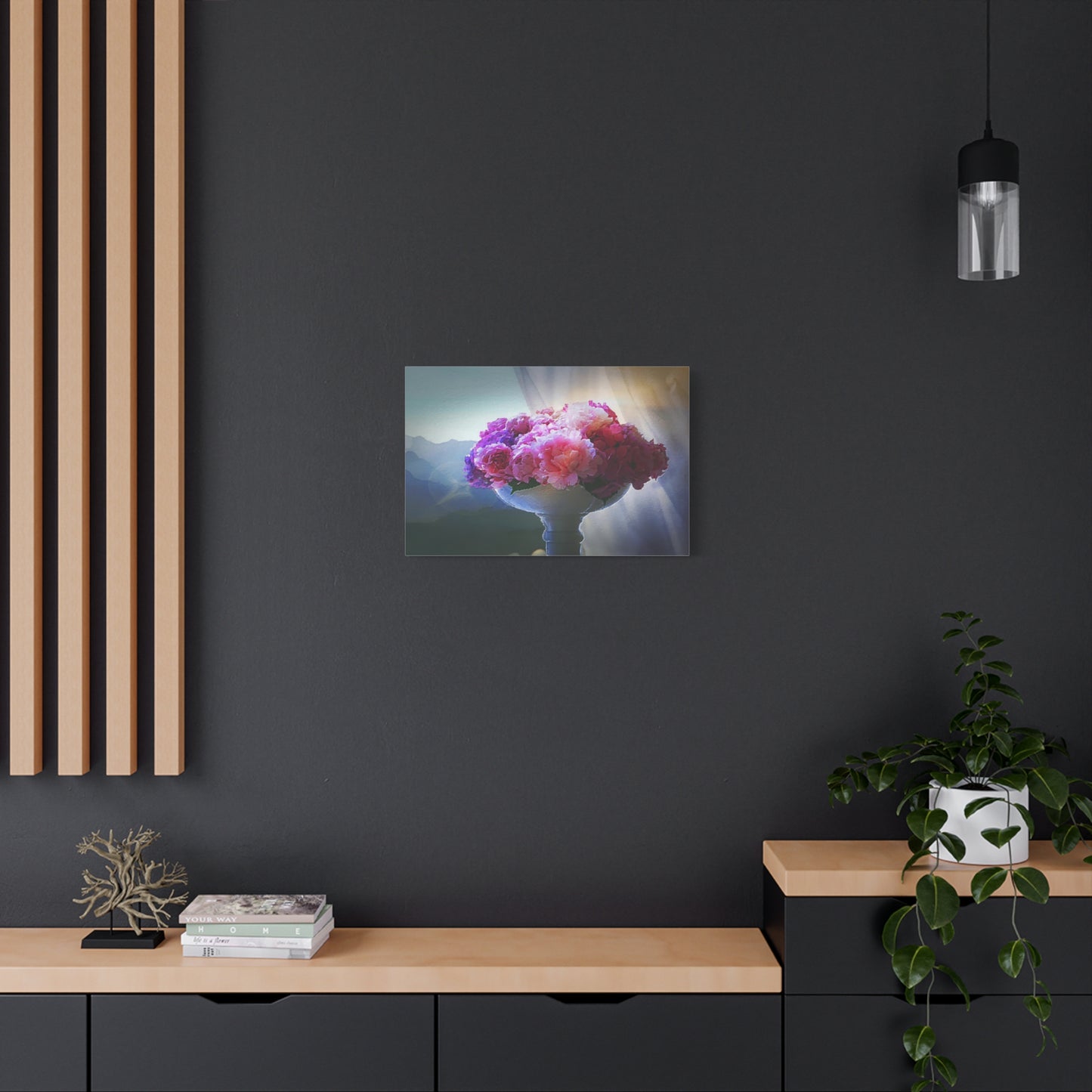 Peonies Floral Bouquet Art Print Canvas Abstract Wall Decor Pink Purple White