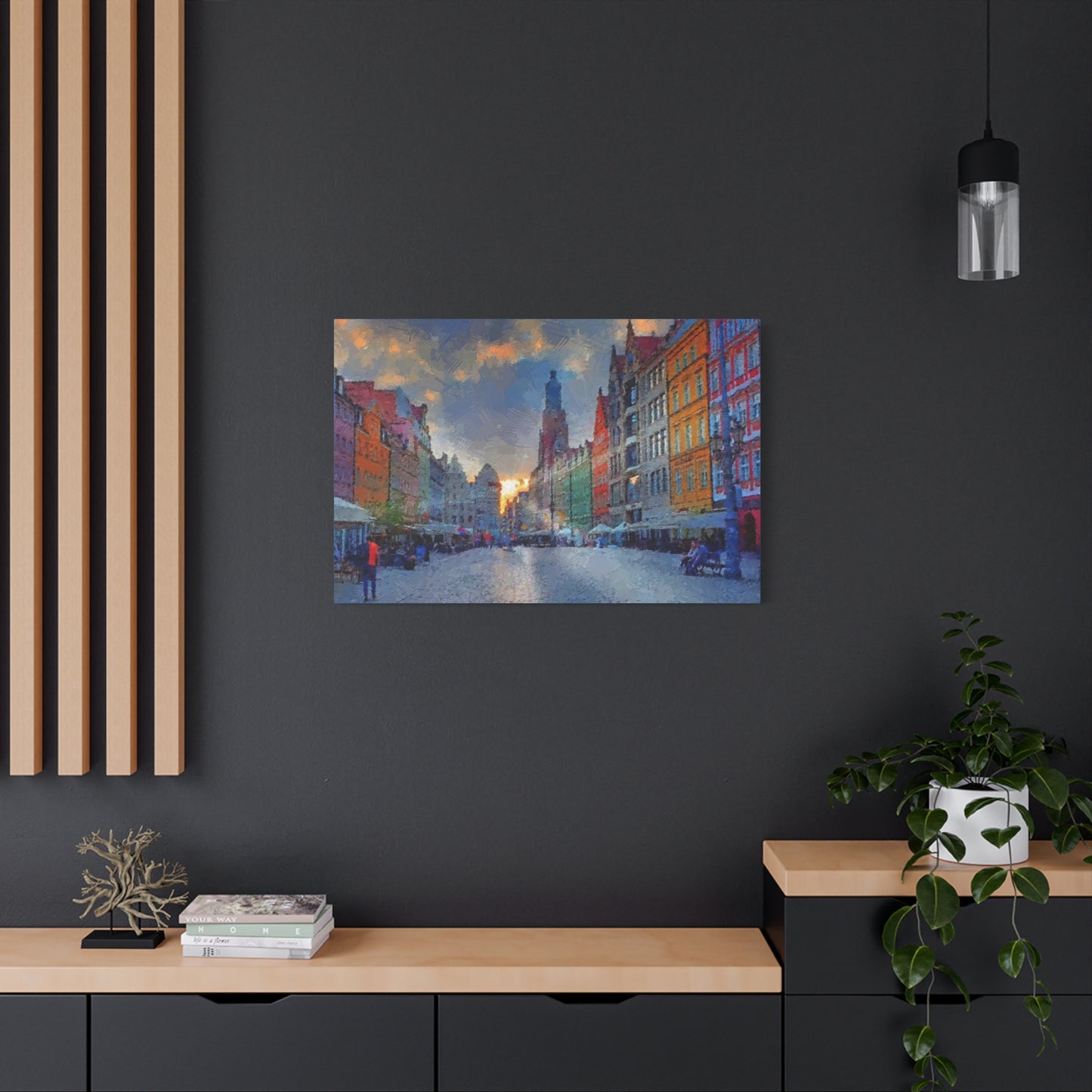 Europe cityscape Art Print Stretched Canvas Wall Art Abstract Wroclaw Poland Sunset