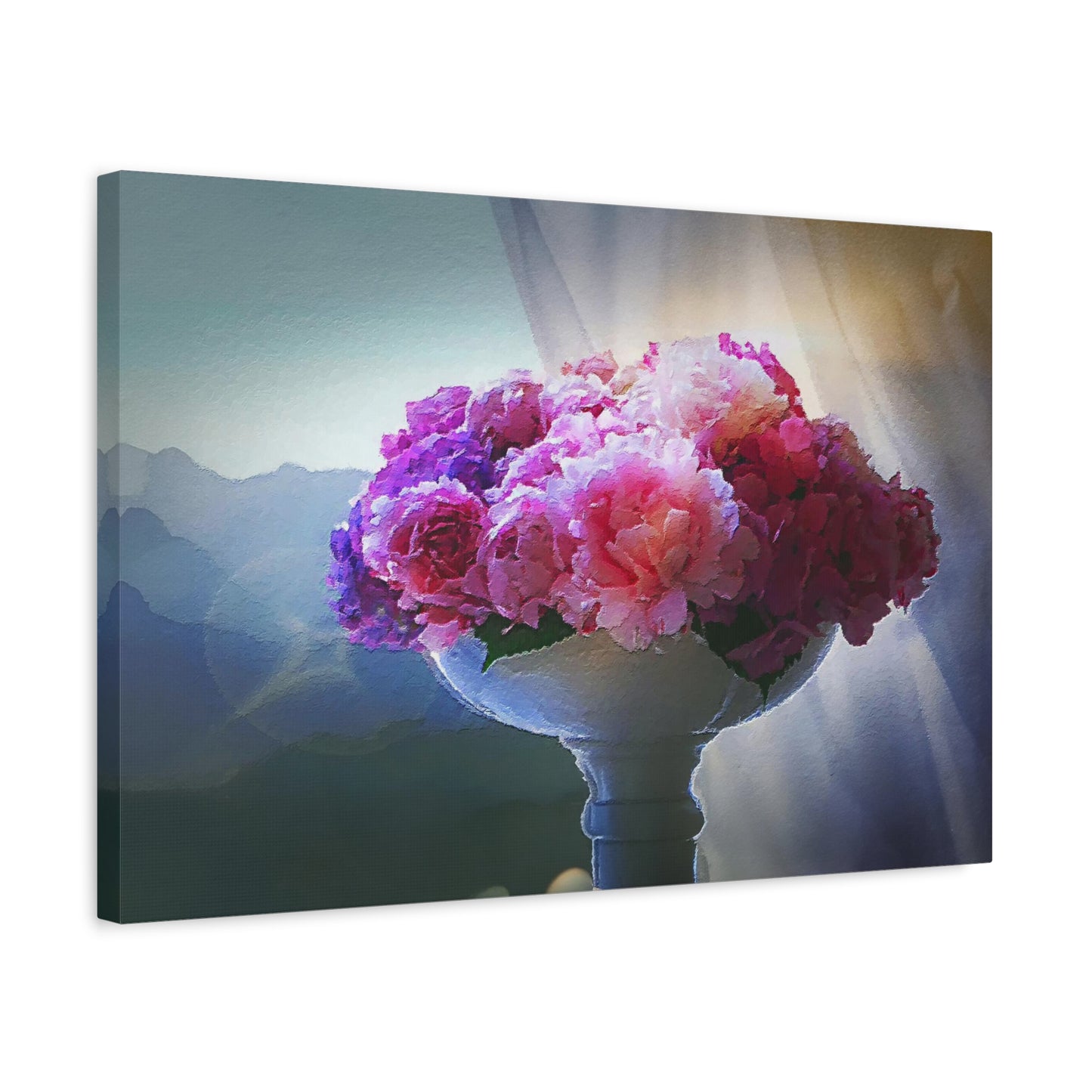 Peonies Floral Bouquet Art Print Canvas Abstract Wall Decor Pink Purple White