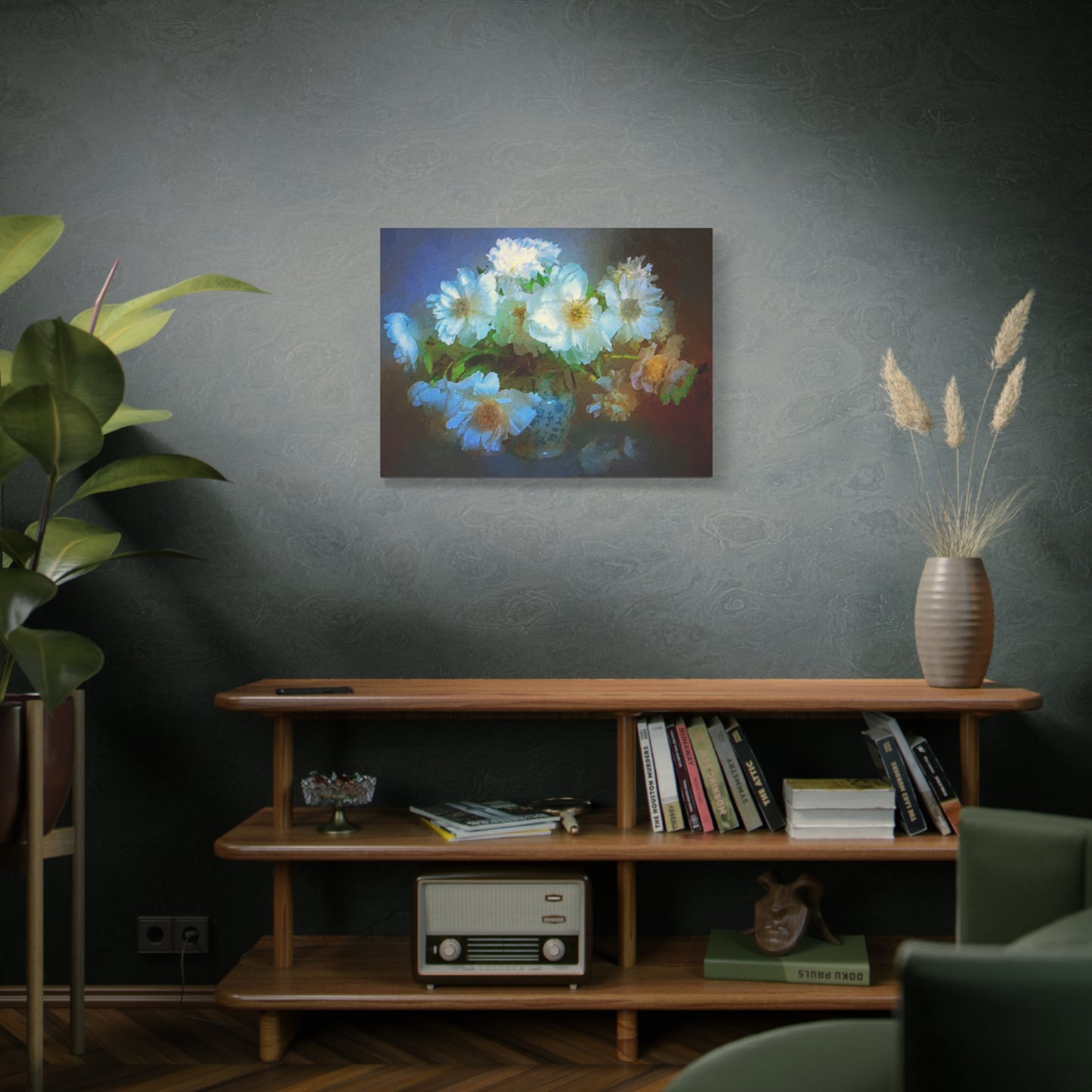White Flowers Canvas Wall Art Abstract Painting