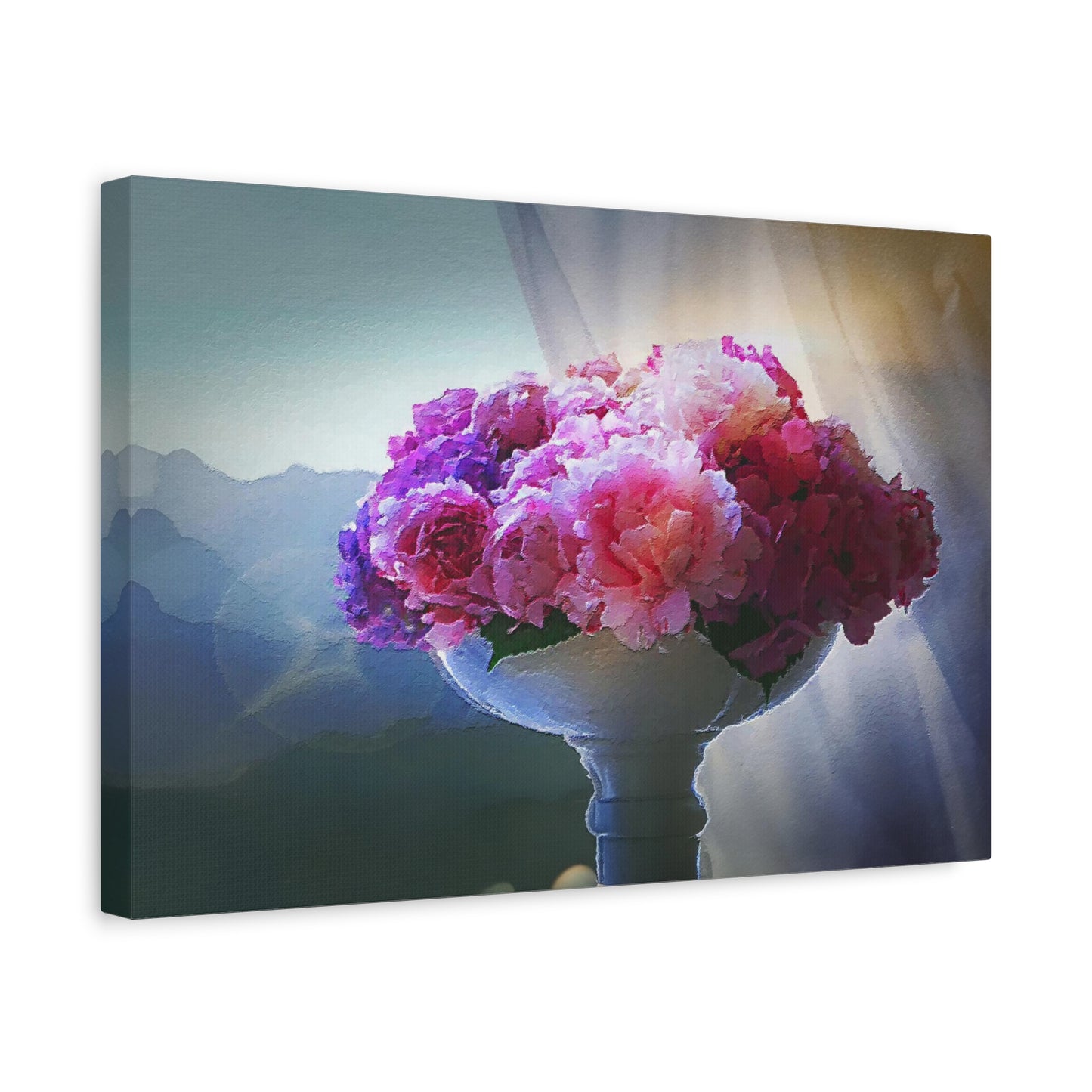 Peonies Floral Bouquet Art Print Canvas Abstract Wall Decor Pink Purple White