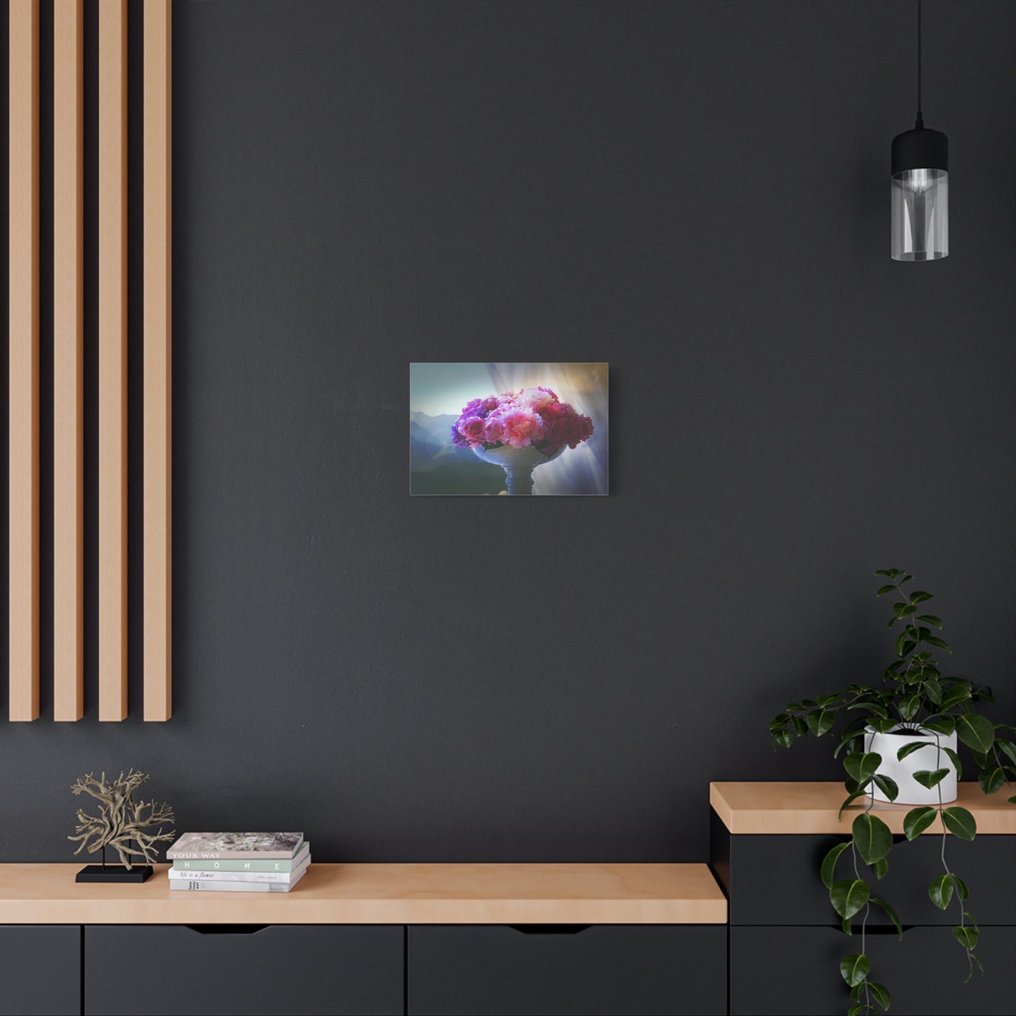 Peonies Floral Bouquet Art Print Canvas Abstract Wall Decor Pink Purple White