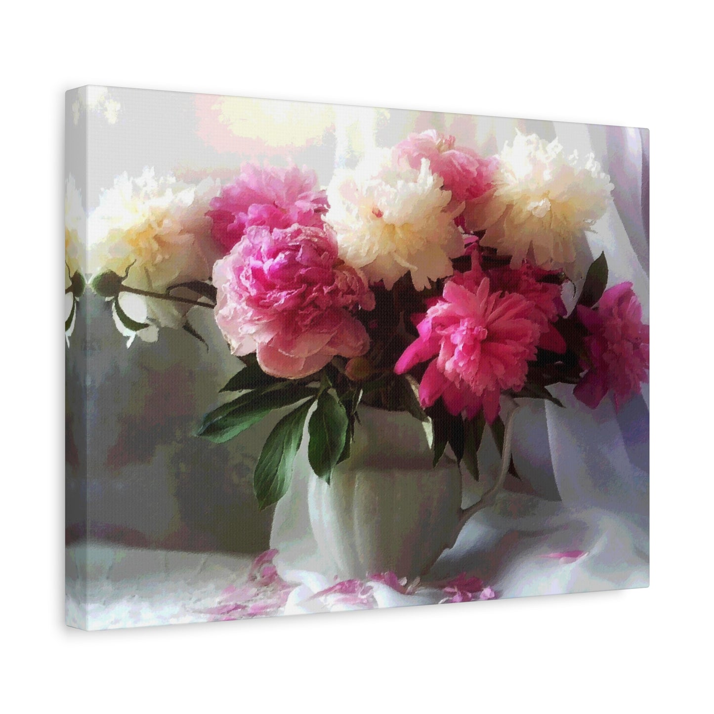 Peonies Bouquet Flower Canvas Wall Art Home Décor White Pink Abstract Art