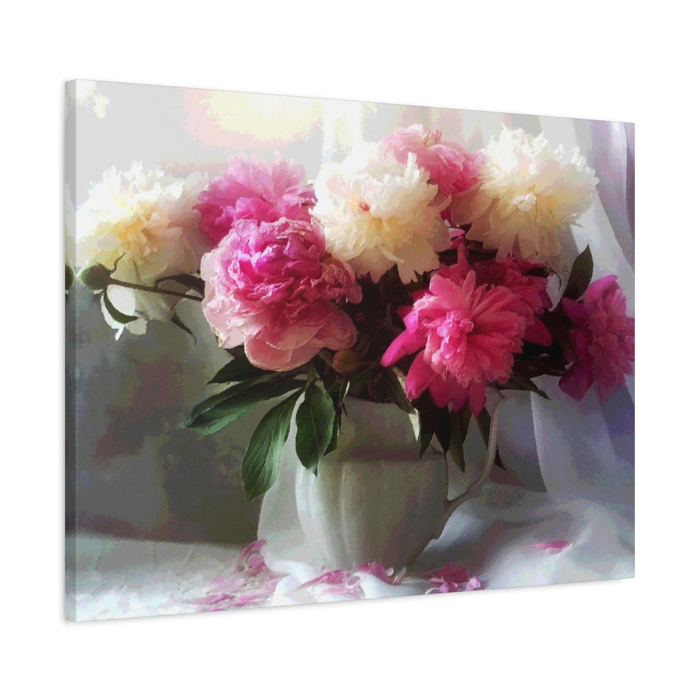 Peonies Bouquet Flower Canvas Wall Art Home Décor White Pink Abstract Art