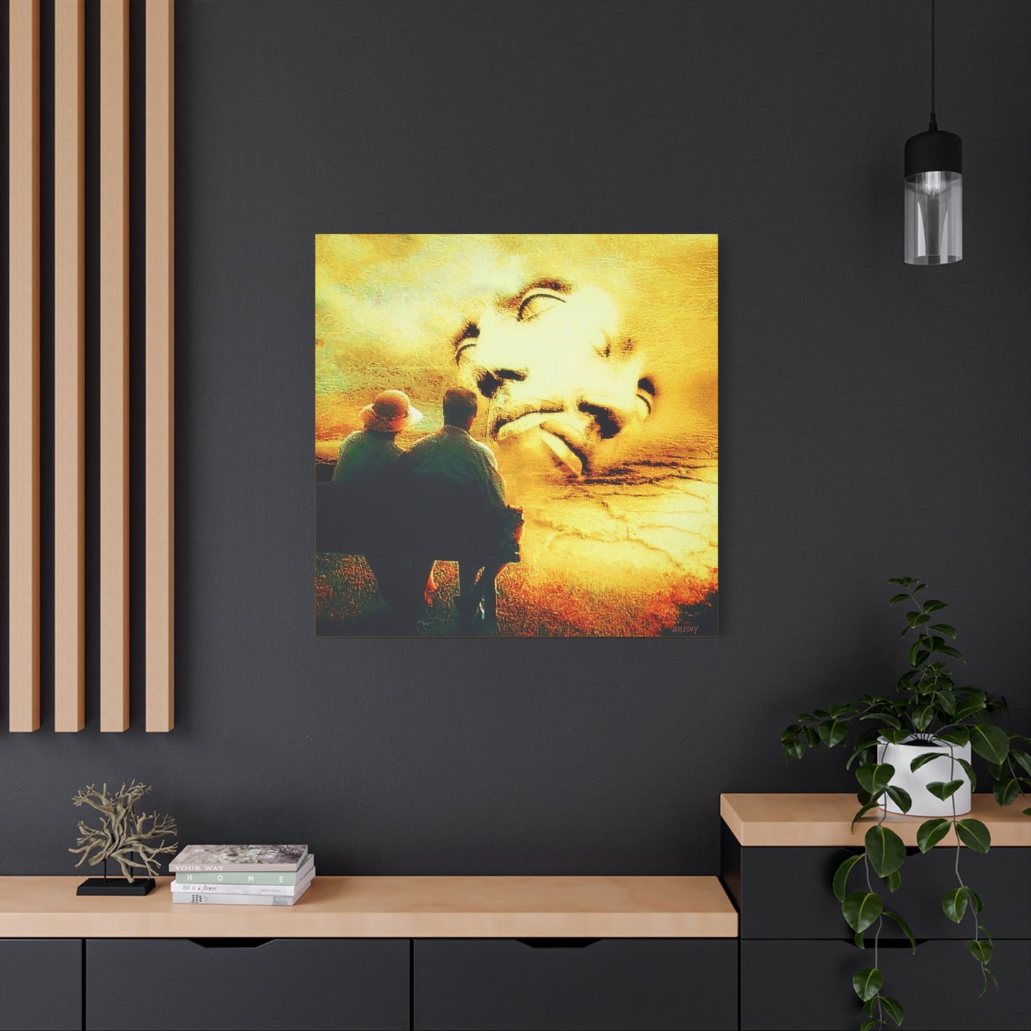 Life Reflections Art Print Stretched Canvas Gold Yellow Wall Decor