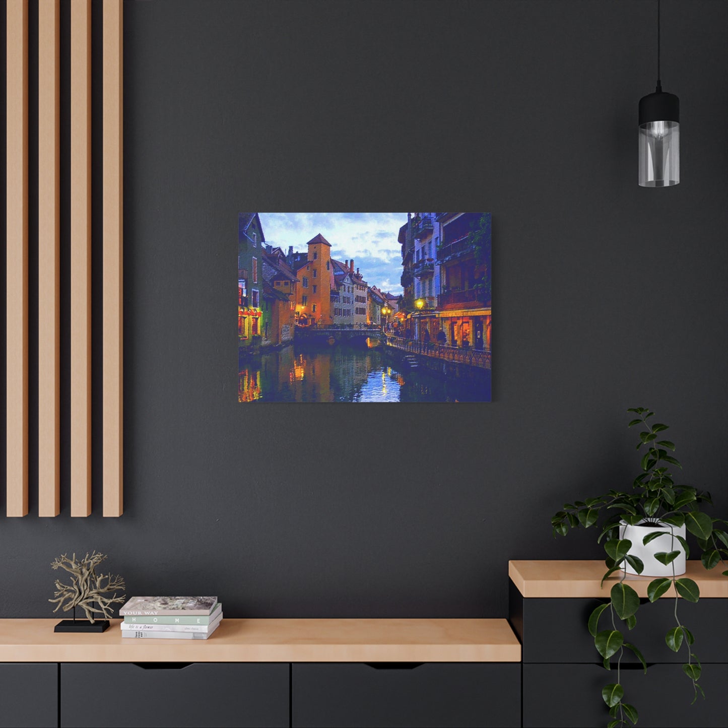 European Landscape Canvas Wall Art Annecy France Dawn Evening River