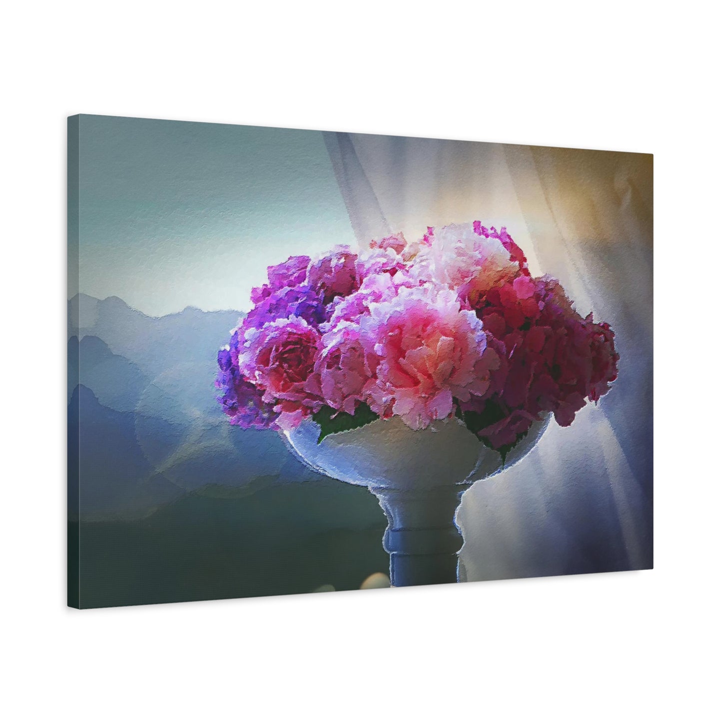 Peonies Floral Bouquet Art Print Canvas Abstract Wall Decor Pink Purple White