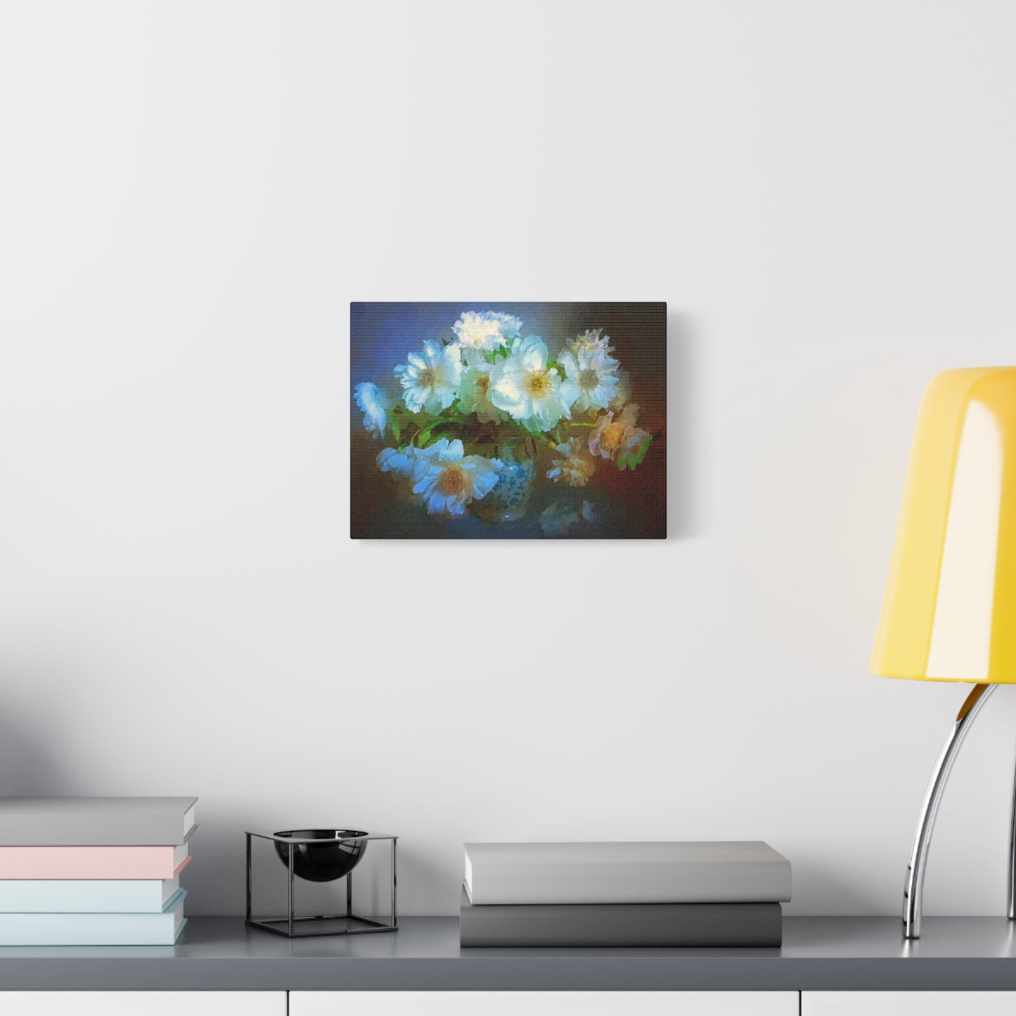 White Flowers Canvas Wall Art Abstract Painting