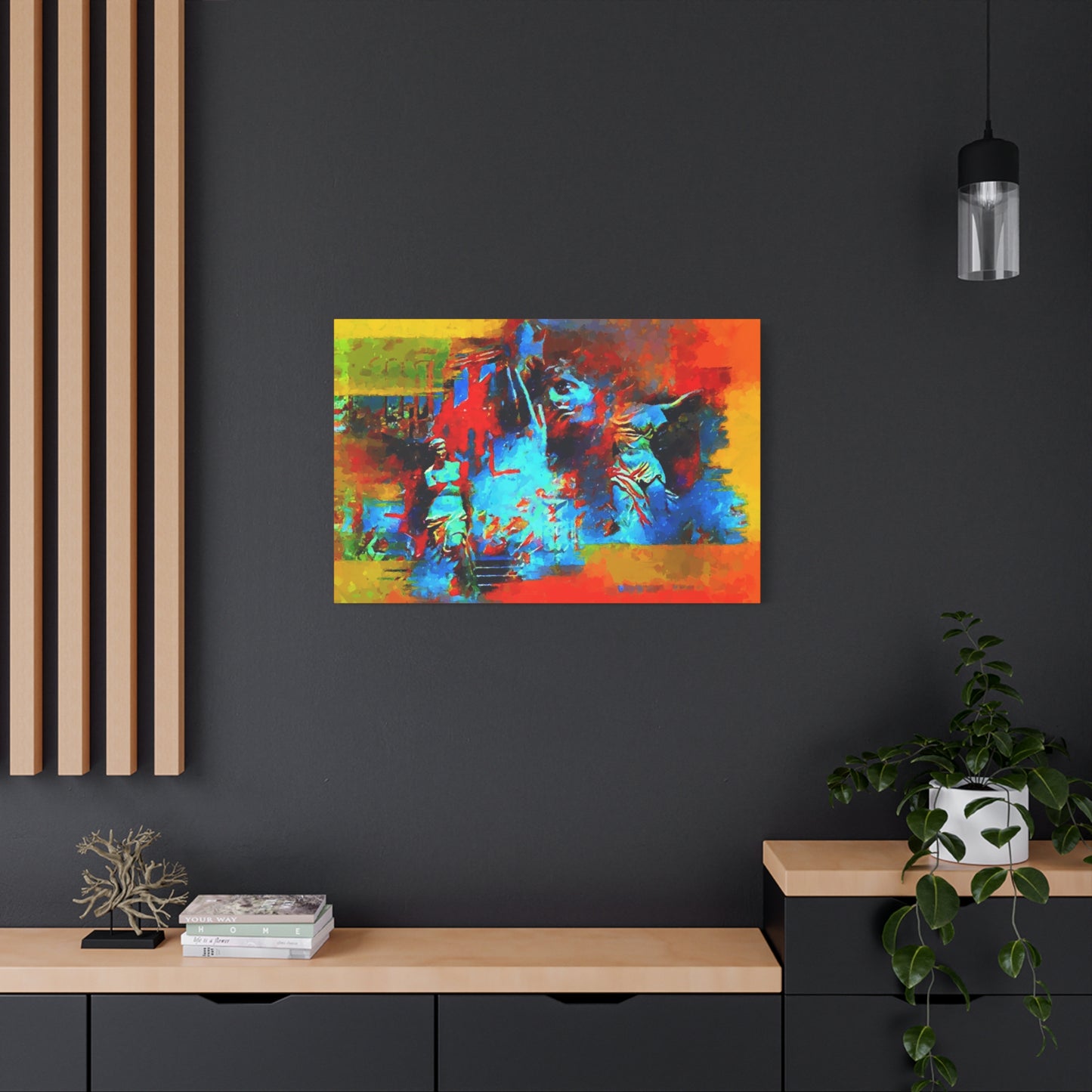 Ancient Chaos Art Print On Stretched Canvas Wall Decor Blue Orange Yellow