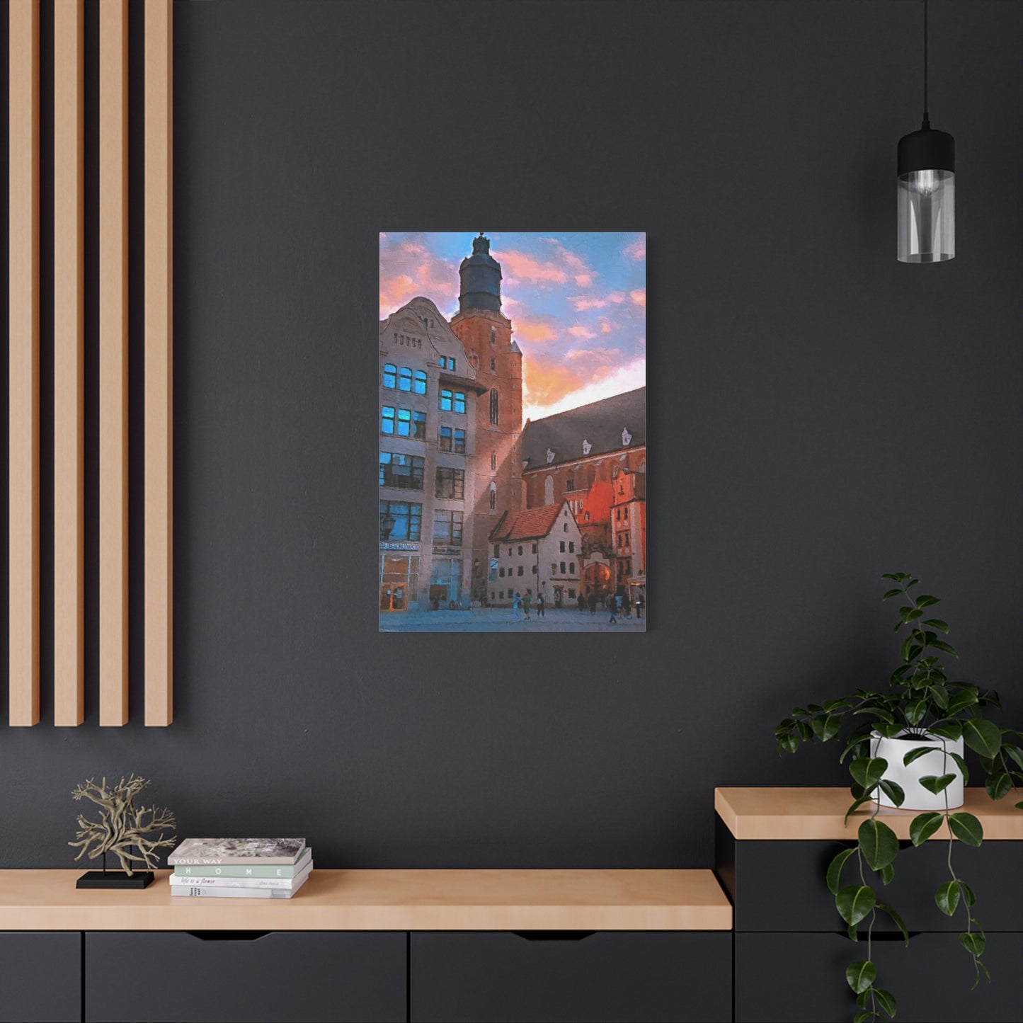 European Cityscape Art Print Stretched Canvas Wall Decor Wroclaw Poland Sky