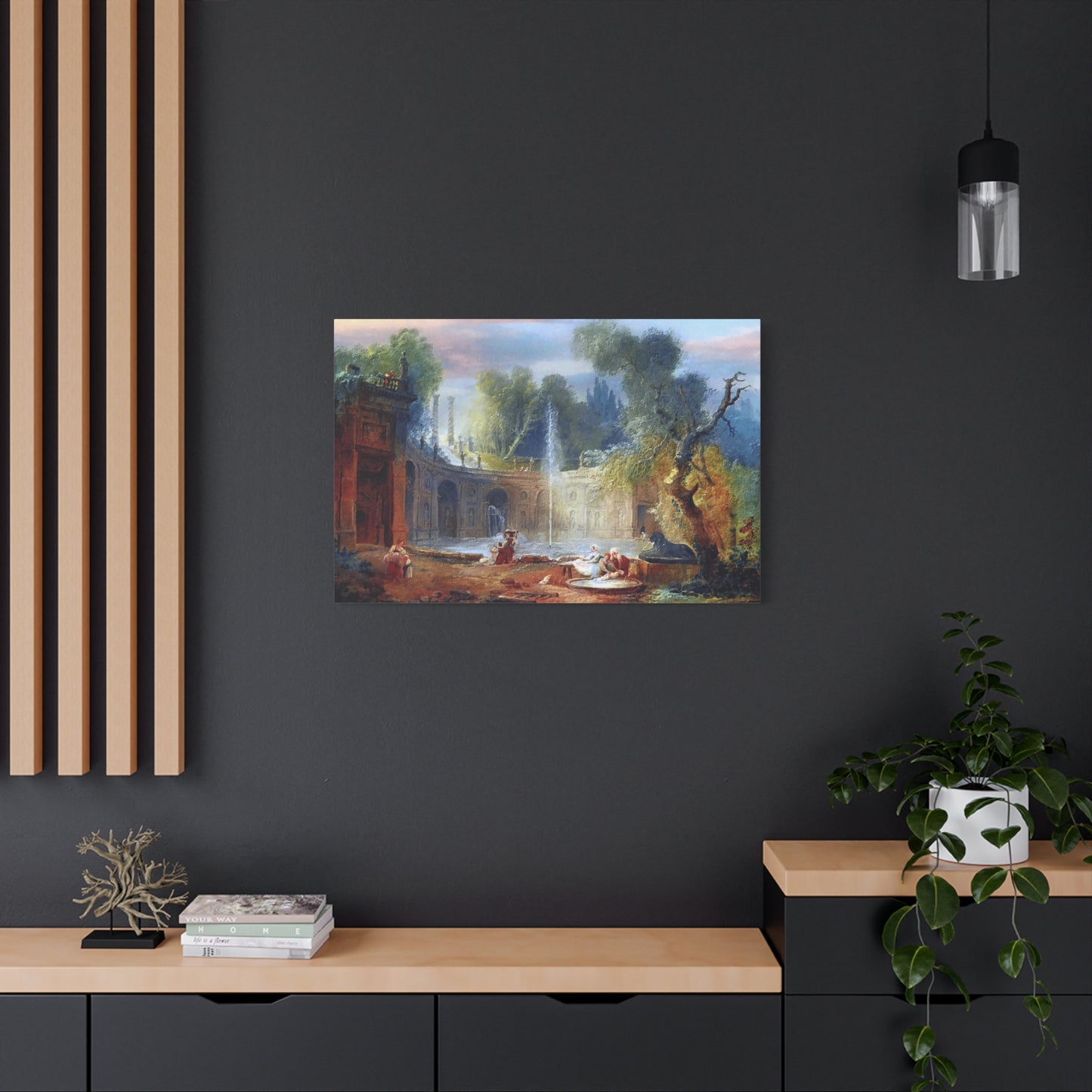 Hubert Robert Replica of The Teatro Delle Acque in the Garden of the Villa Aldobrandini Art Print, Classic Wall Decor