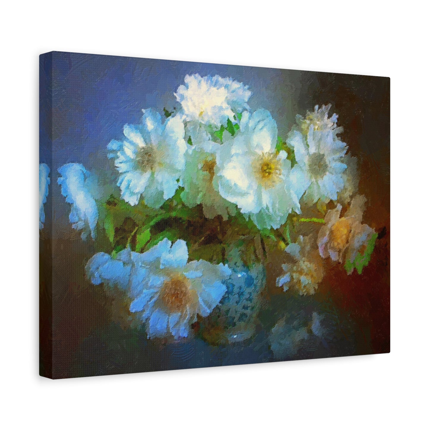 White Flowers Canvas Wall Art Abstract Painting