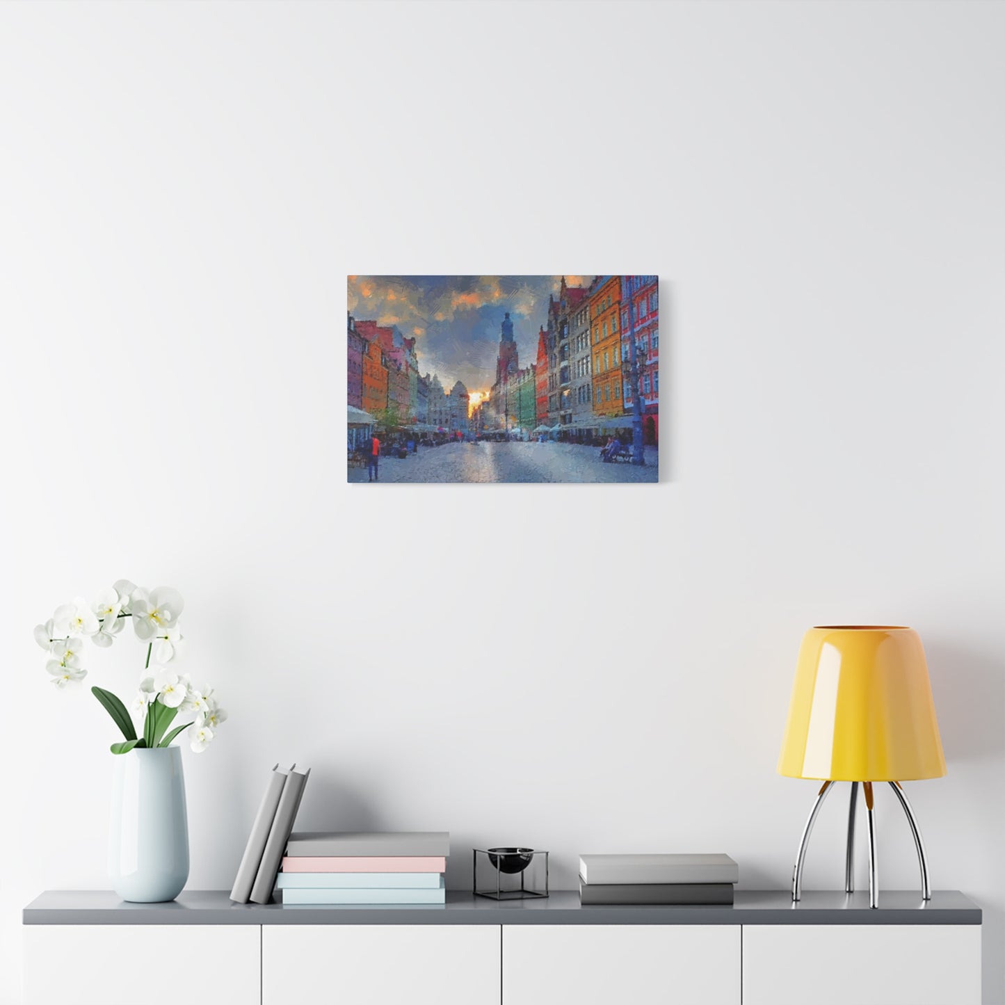 Europe cityscape Art Print Stretched Canvas Wall Art Abstract Wroclaw Poland Sunset