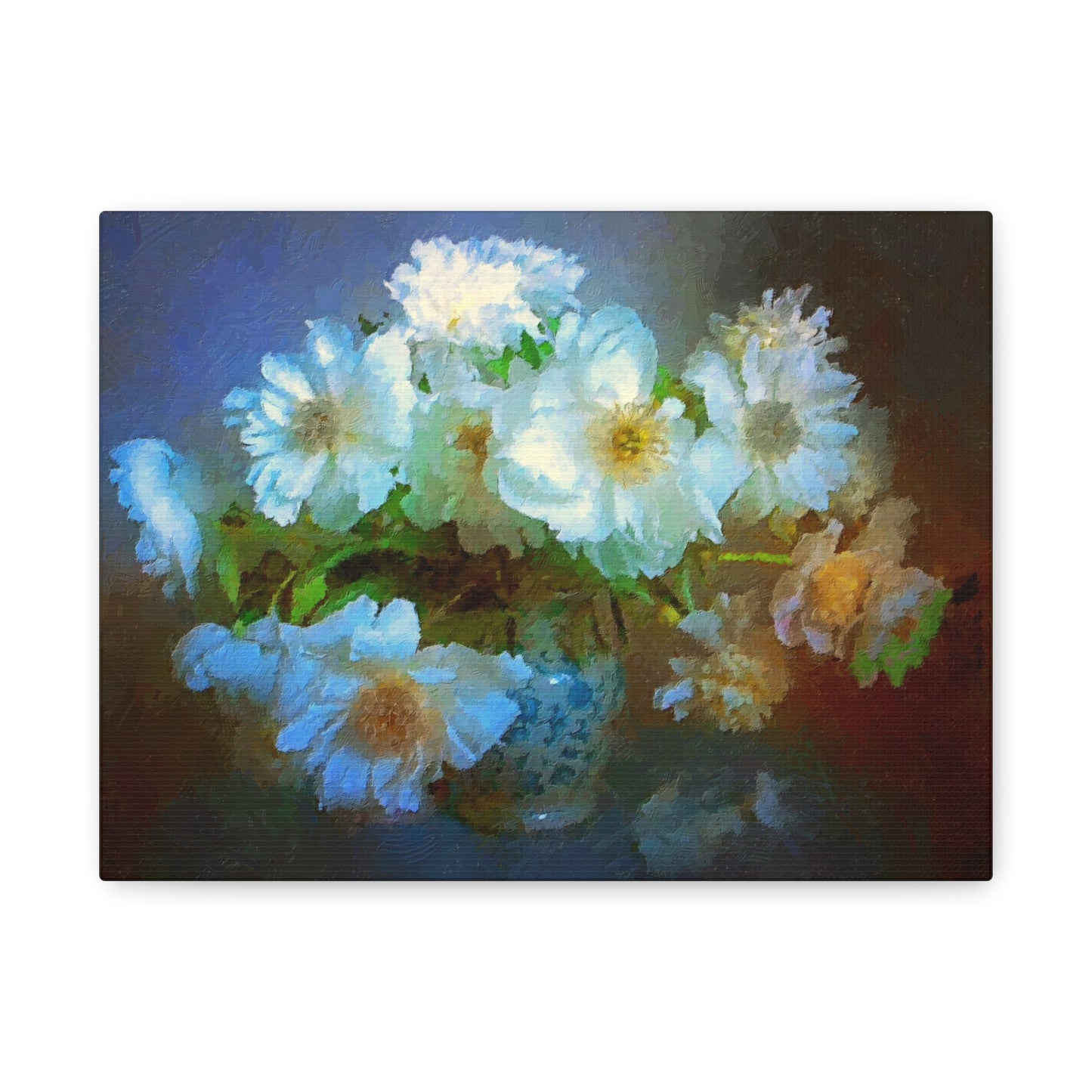 White Flowers Canvas Wall Art Abstract Painting
