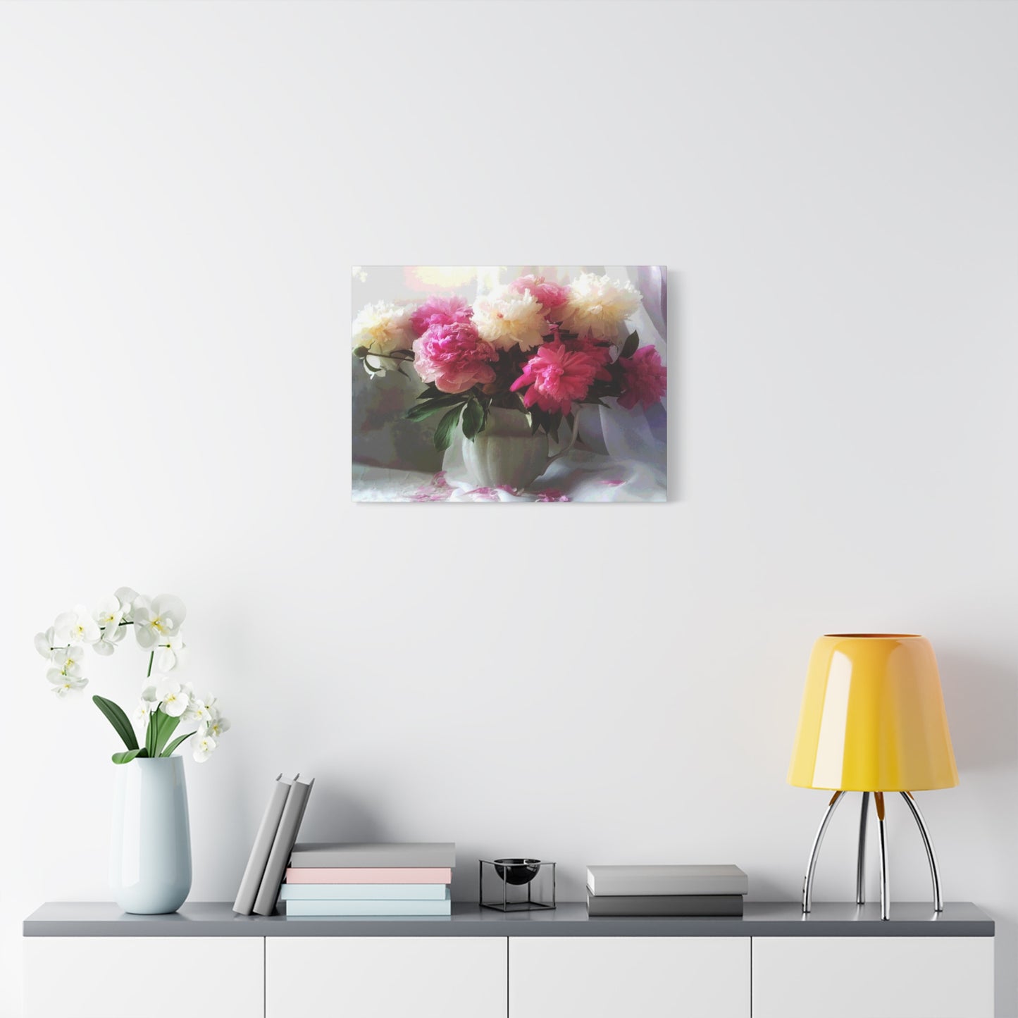 Peonies Bouquet Flower Canvas Wall Art Home Décor White Pink Abstract Art