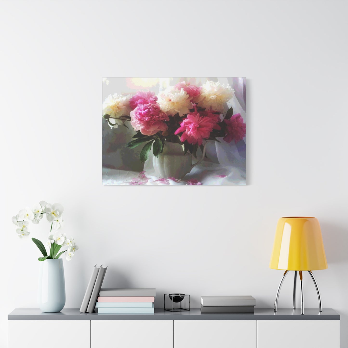 Peonies Bouquet Flower Canvas Wall Art Home Décor White Pink Abstract Art