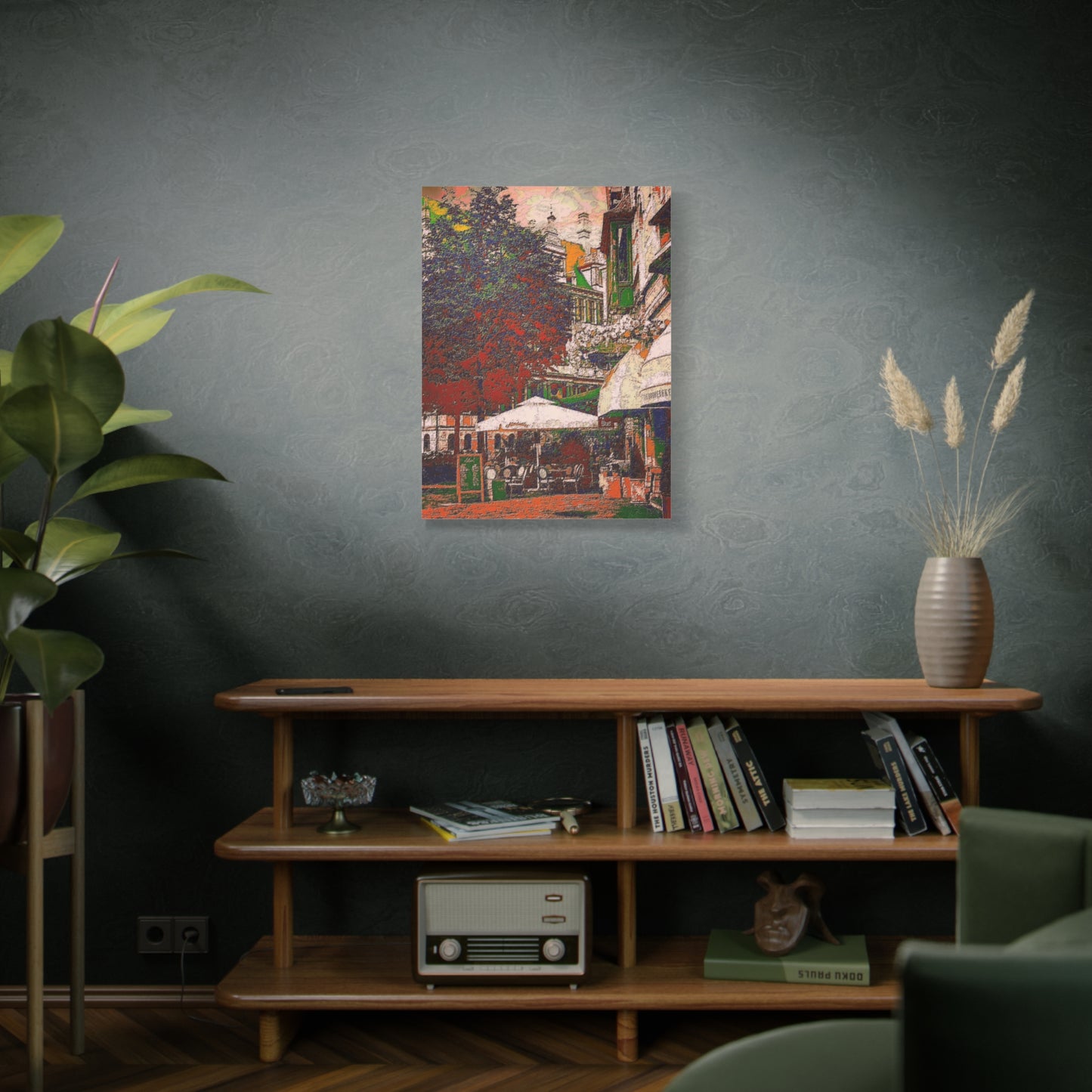 Europe Cityscape Art Print Ghent Belgium Stretched Canvas White Orange Green