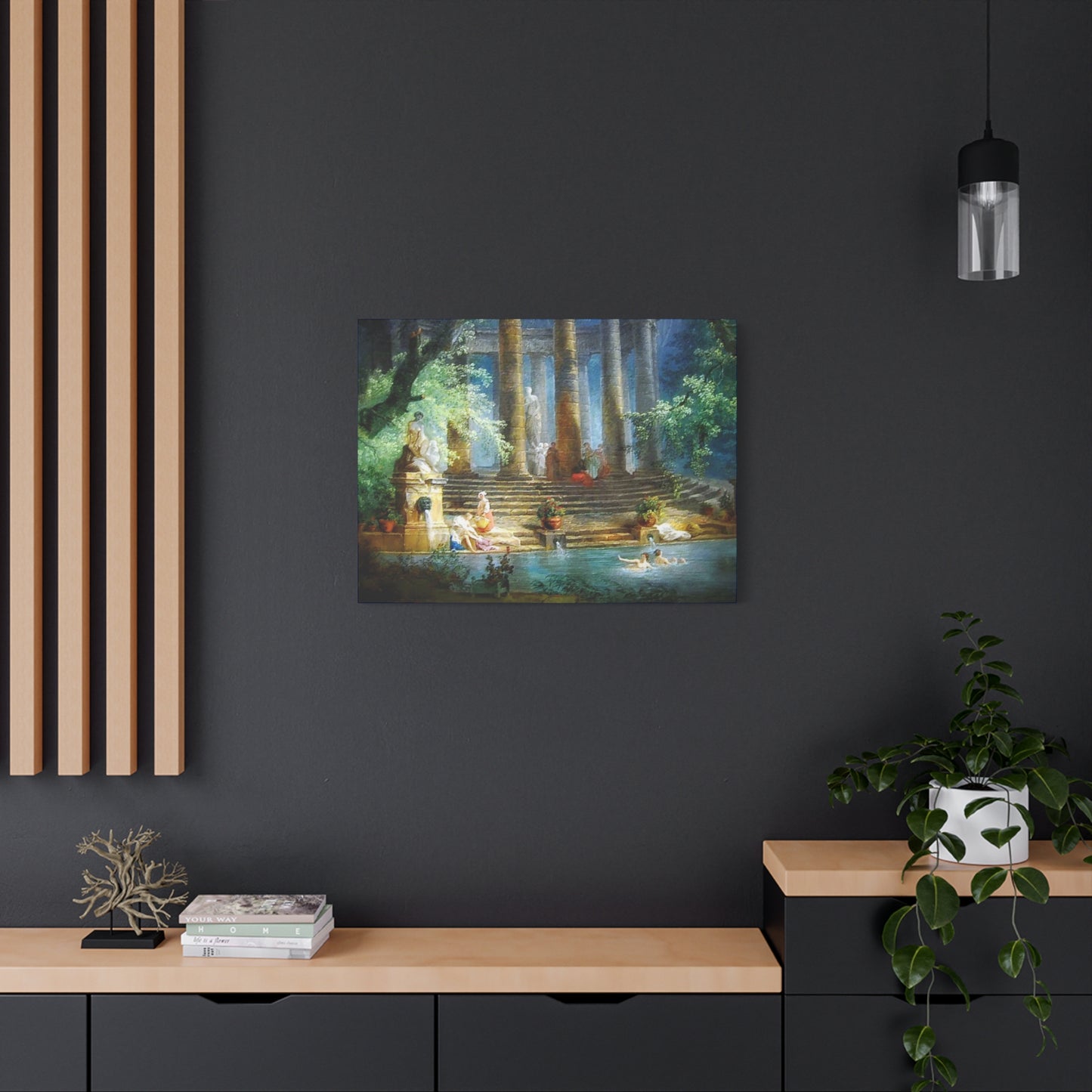 Hubert Robert Reproduction Of The Bathing Pool Art print, Classic Art Wall Décor