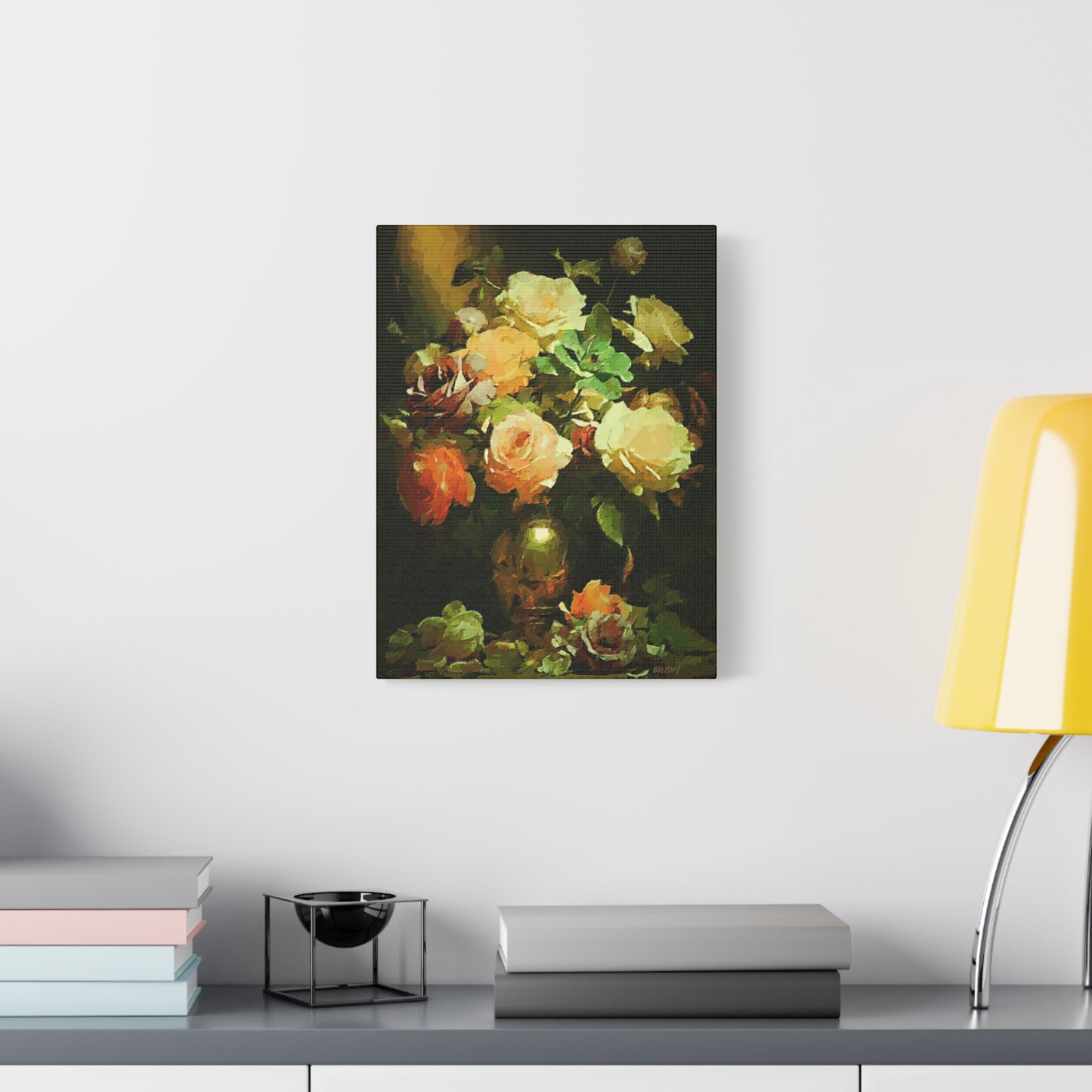 Love Story With Roses Art Print On Stretched Canvas, Floral Wall Decor