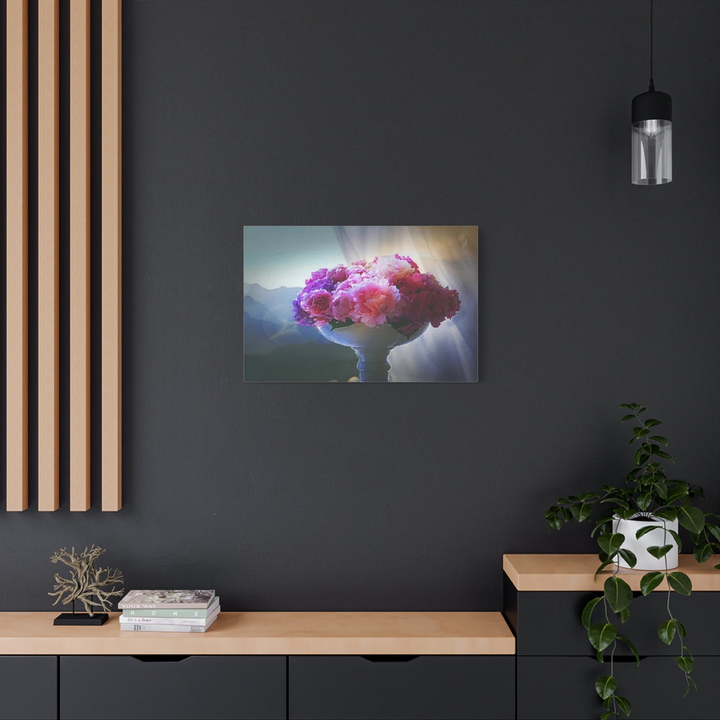 Peonies Floral Bouquet Art Print Canvas Abstract Wall Decor Pink Purple White