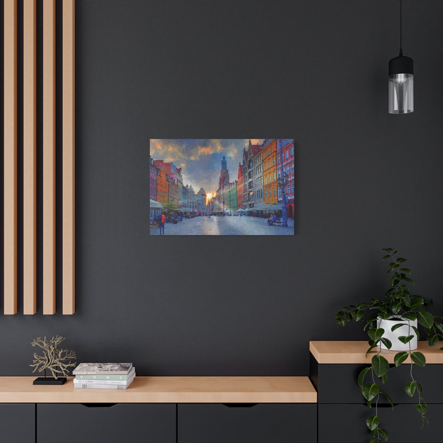 Europe cityscape Art Print Stretched Canvas Wall Art Abstract Wroclaw Poland Sunset