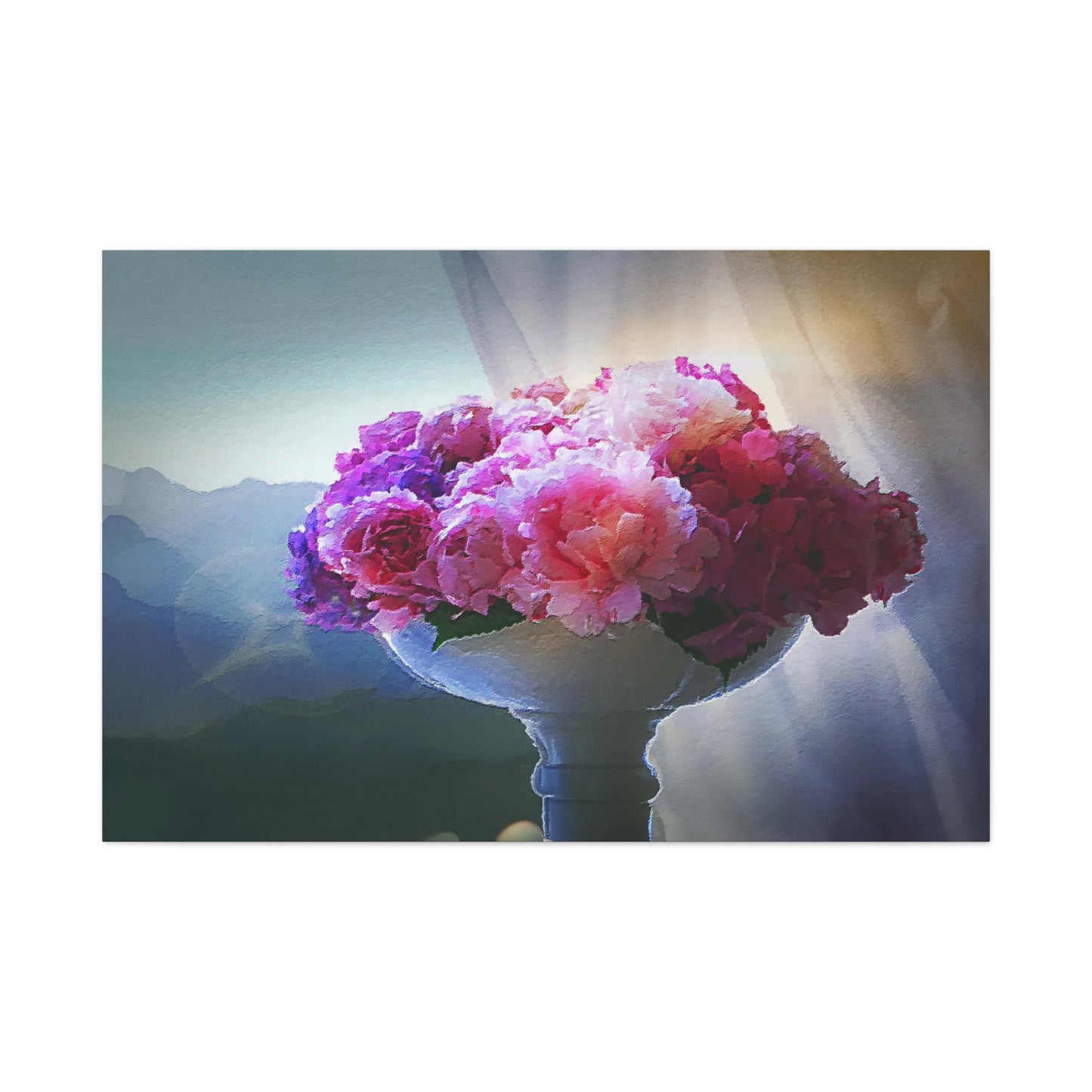 Peonies Floral Bouquet Art Print Canvas Abstract Wall Decor Pink Purple White