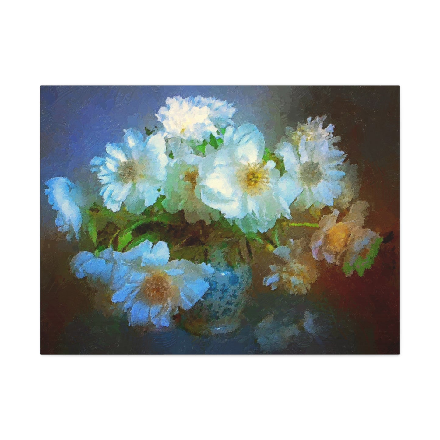 White Flowers Canvas Wall Art Abstract Painting
