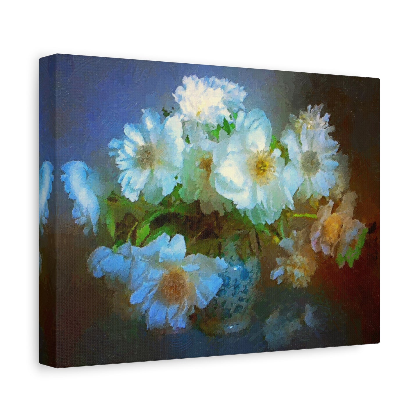 White Flowers Canvas Wall Art Abstract Painting