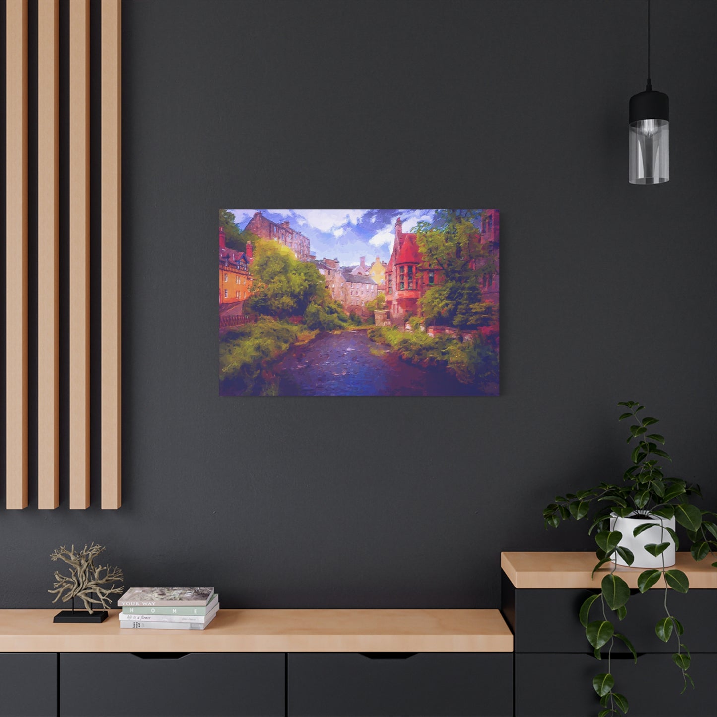Evening in Edinburgh Scotland  European Cityscape Art Print Stretched Canvas Wall Décor