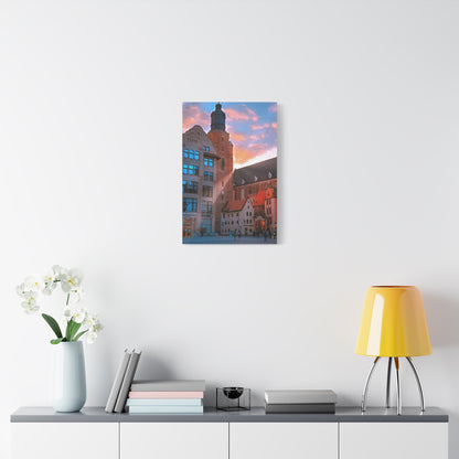 European Cityscape Art Print Stretched Canvas Wall Decor Wroclaw Poland Sky