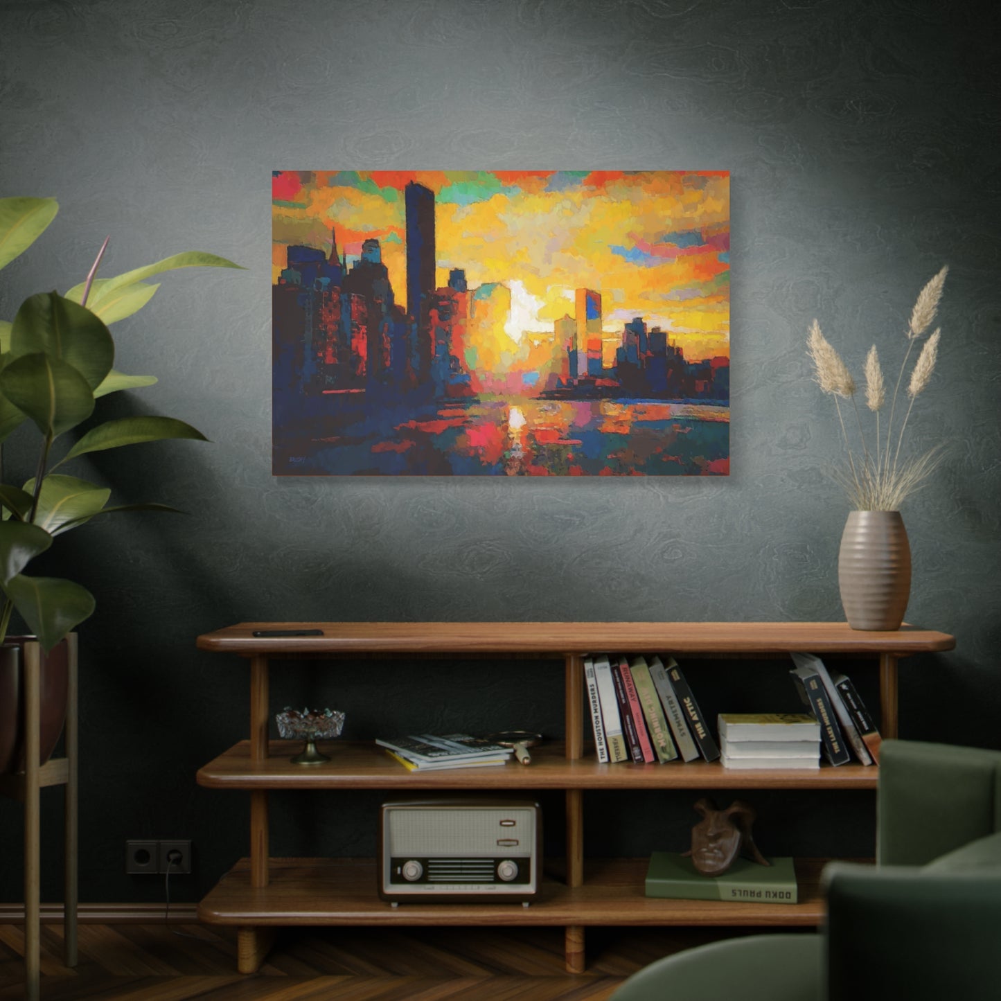Sunset In A City Art Print, Cityscape Wall Decor