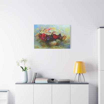 Morning Delight Bouquet Art Print On Stretched Canvas, Floral Wall Art
