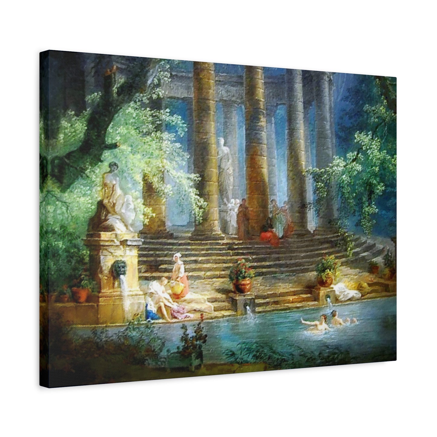 Hubert Robert Reproduction Of The Bathing Pool Art print, Classic Art Wall Décor