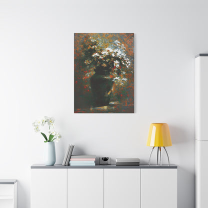 Daisies Bouquet In An Antique Vase Art Print Stretched Canvas Floral Wall Décor