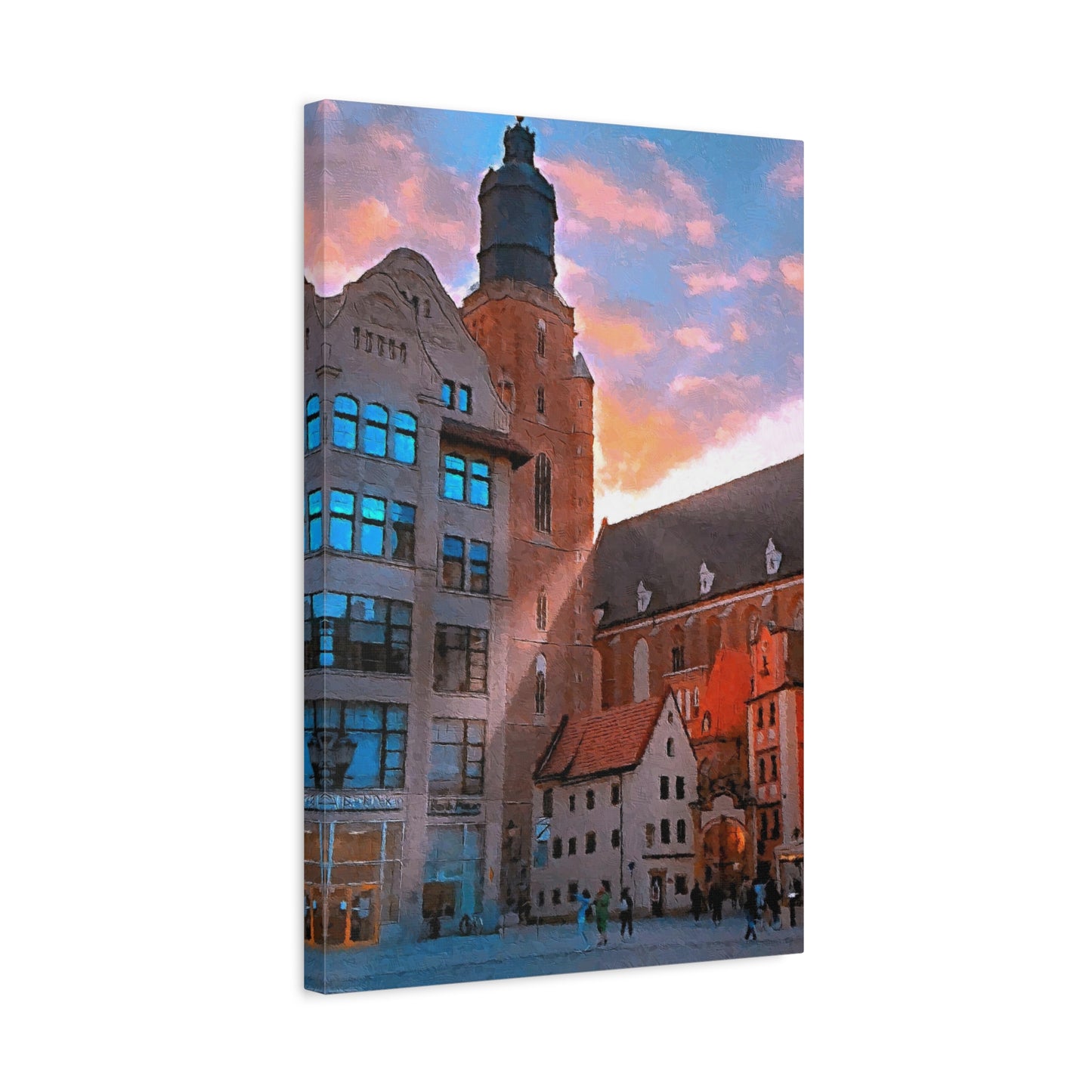 European Cityscape Art Print Stretched Canvas Wall Decor Wroclaw Poland Sky