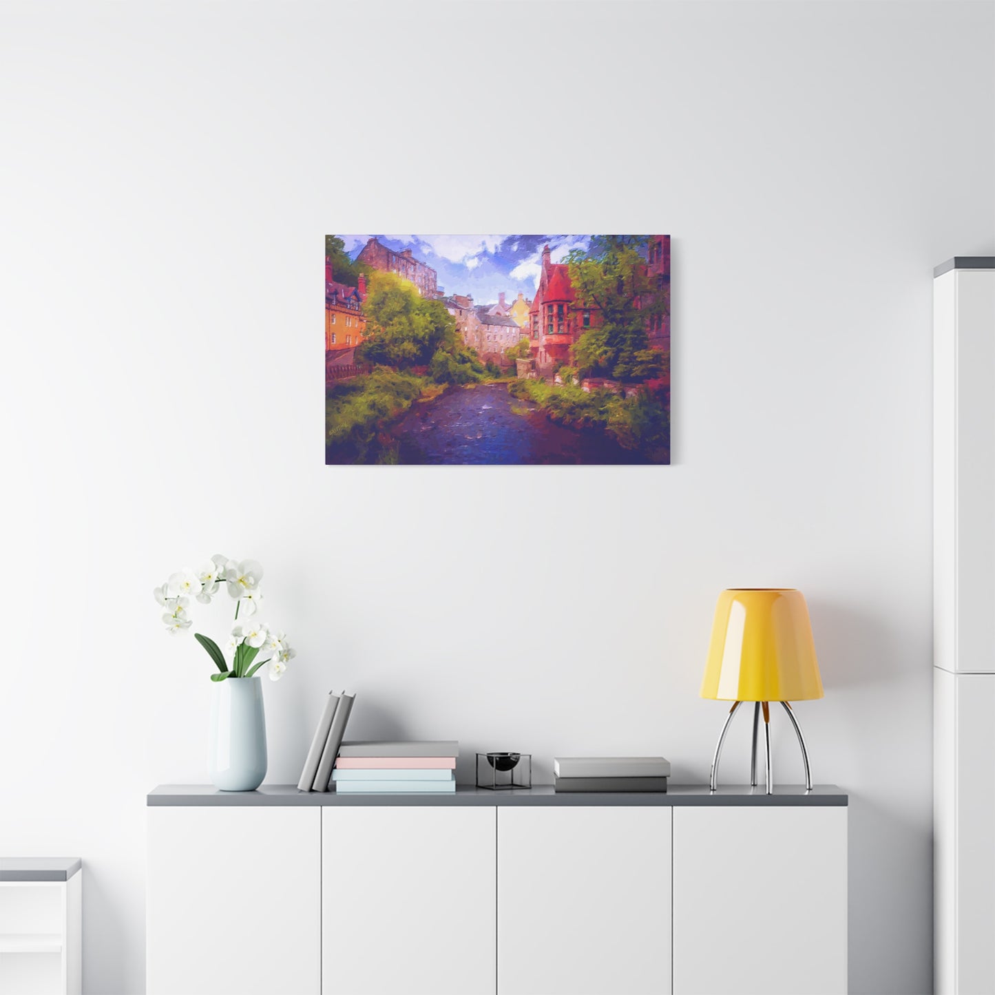 Evening in Edinburgh Scotland  European Cityscape Art Print Stretched Canvas Wall Décor