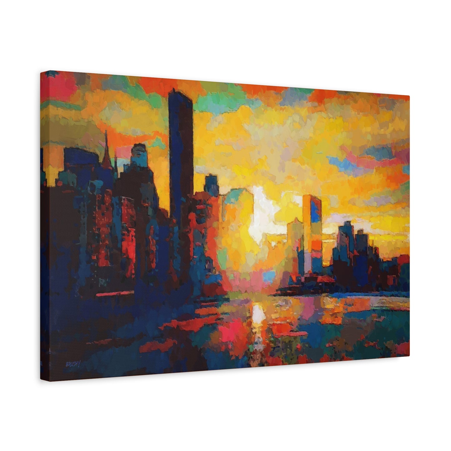 Sunset In A City Art Print, Cityscape Wall Decor