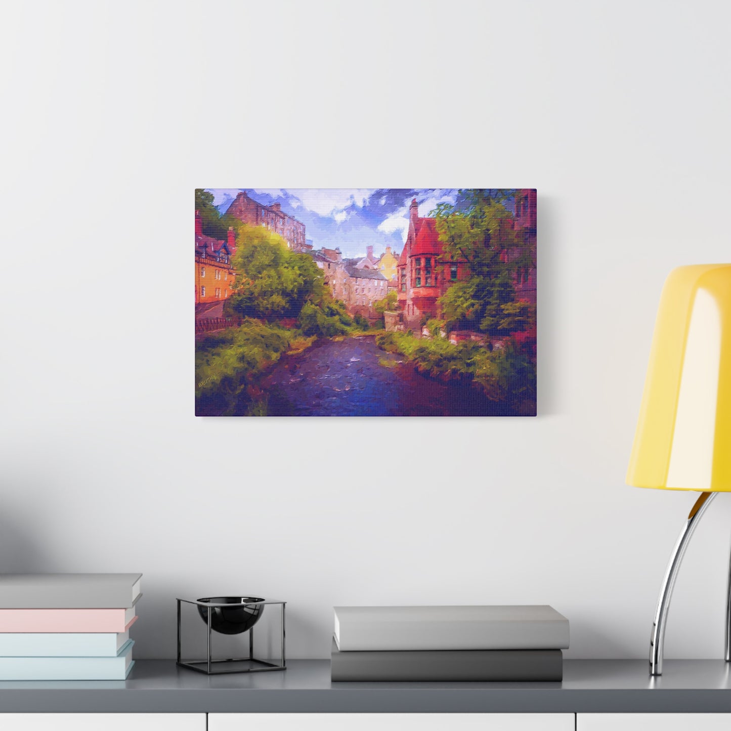 Evening in Edinburgh Scotland  European Cityscape Art Print Stretched Canvas Wall Décor