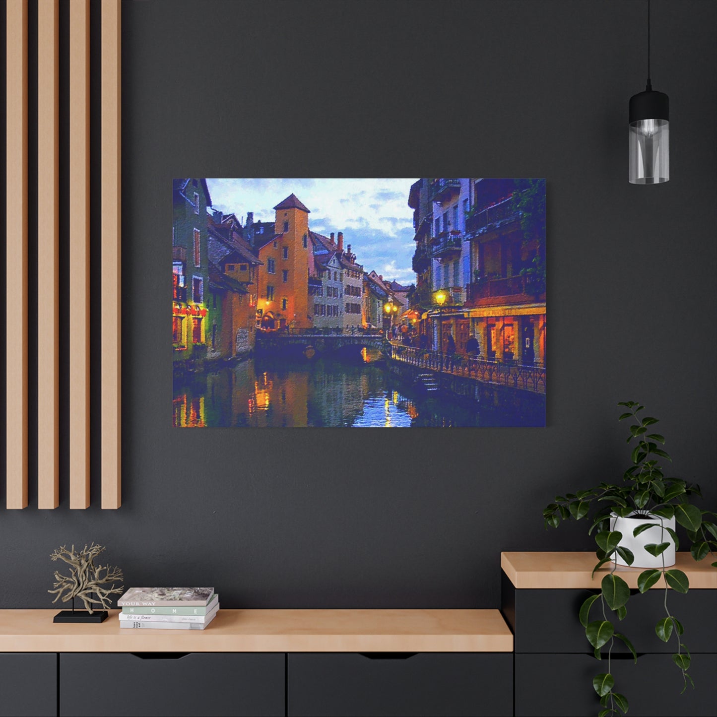 European Landscape Canvas Wall Art Annecy France Dawn Evening River