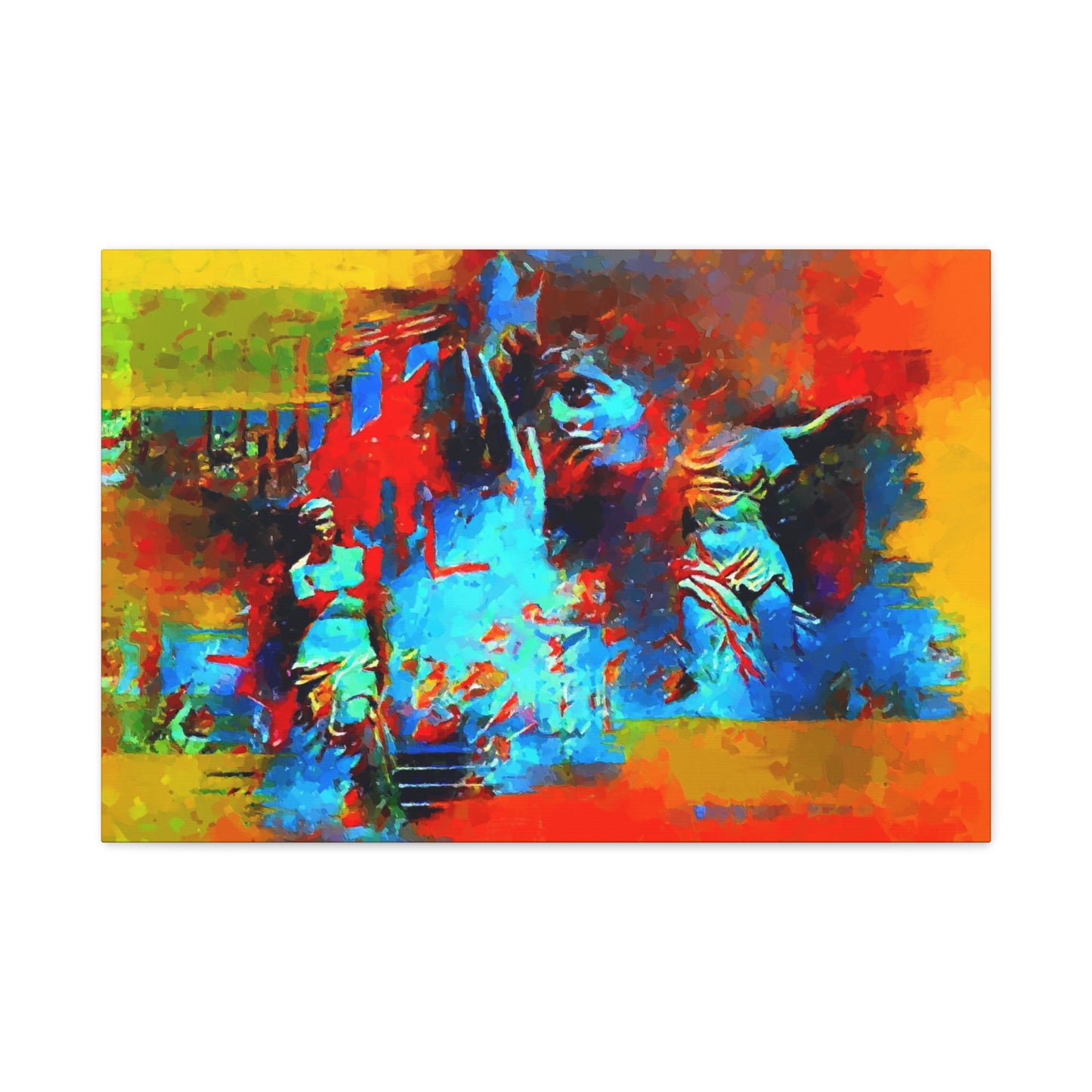 Ancient Chaos Art Print On Stretched Canvas Wall Decor Blue Orange Yellow