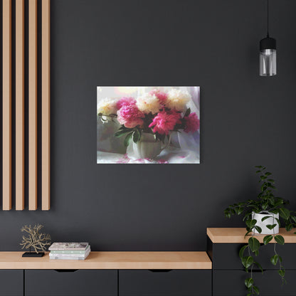 Peonies Bouquet Flower Canvas Wall Art Home Décor White Pink Abstract Art