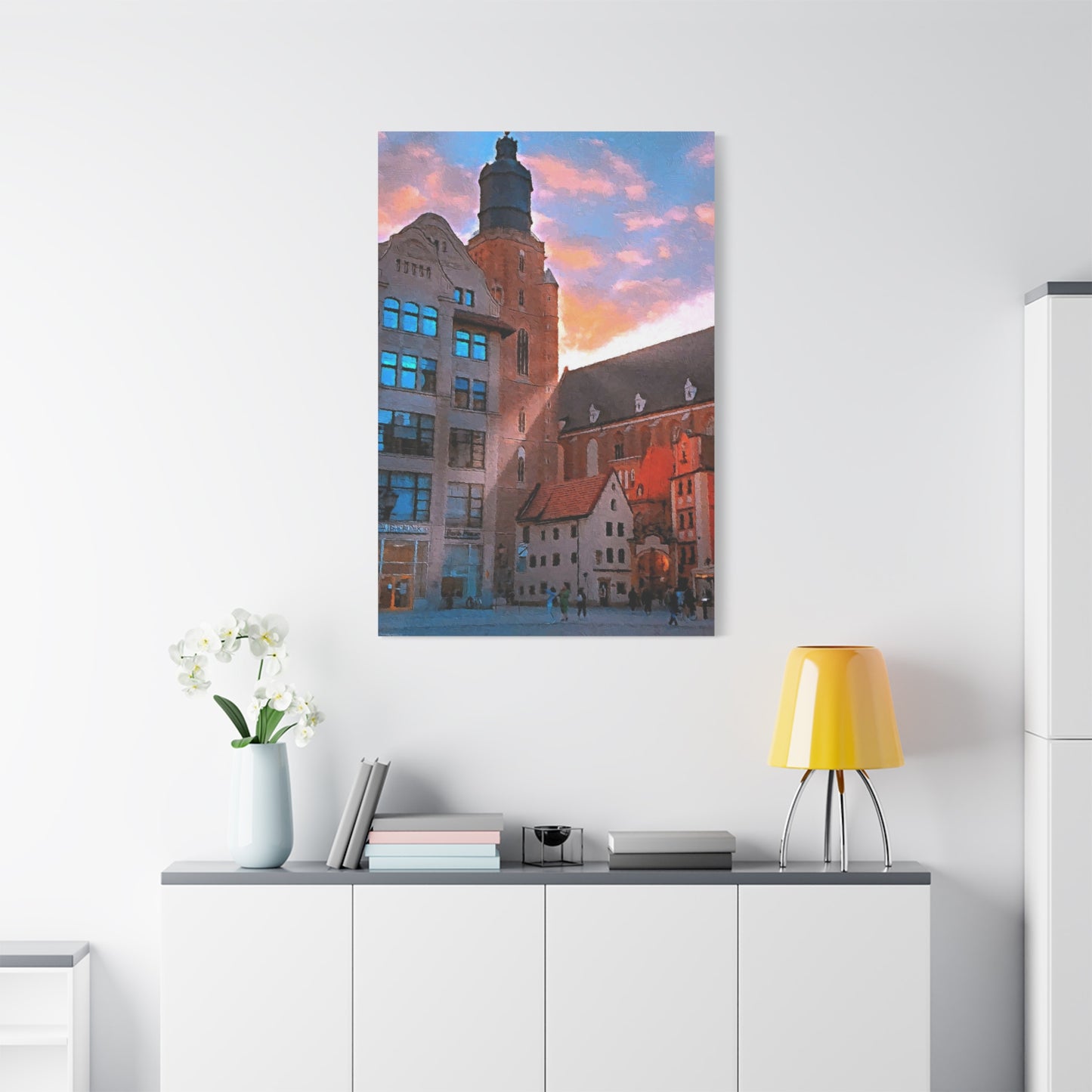 European Cityscape Art Print Stretched Canvas Wall Decor Wroclaw Poland Sky