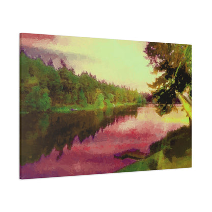 Magic Lake Sunset Landscape Art Print Stretched Canvas Wall Decor