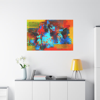 Ancient Chaos Art Print On Stretched Canvas Wall Decor Blue Orange Yellow