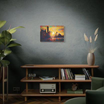 Sunset In A City Art Print, Cityscape Wall Decor