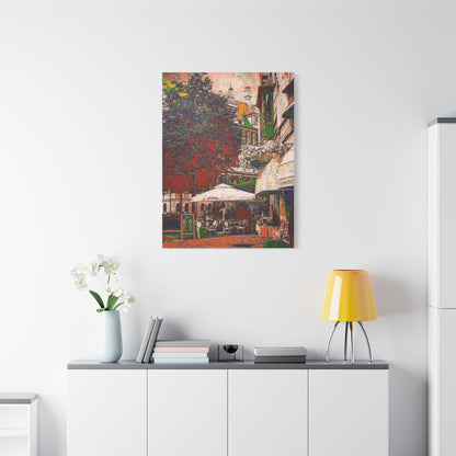 Europe Cityscape Art Print Ghent Belgium Stretched Canvas White Orange Green