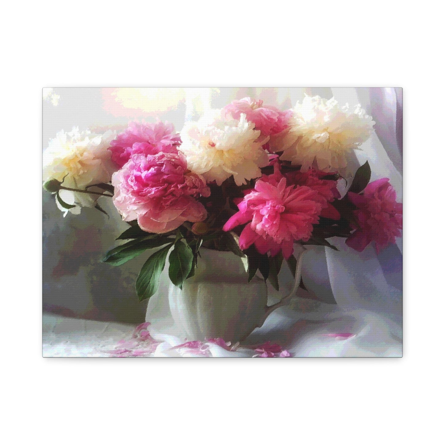 Peonies Bouquet Flower Canvas Wall Art Home Décor White Pink Abstract Art